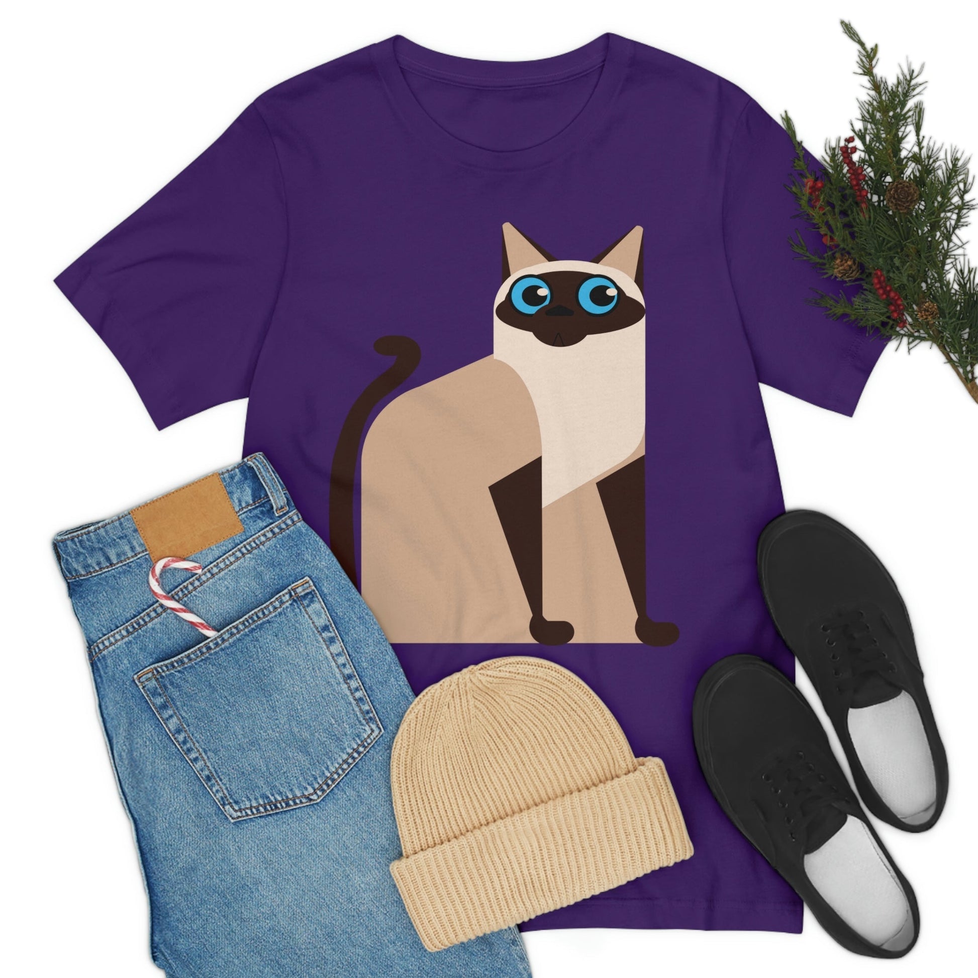 Siam Cat Lovers Anime Cartoon Unisex Jersey Short Sleeve T-Shirt Ichaku [Perfect Gifts Selection]