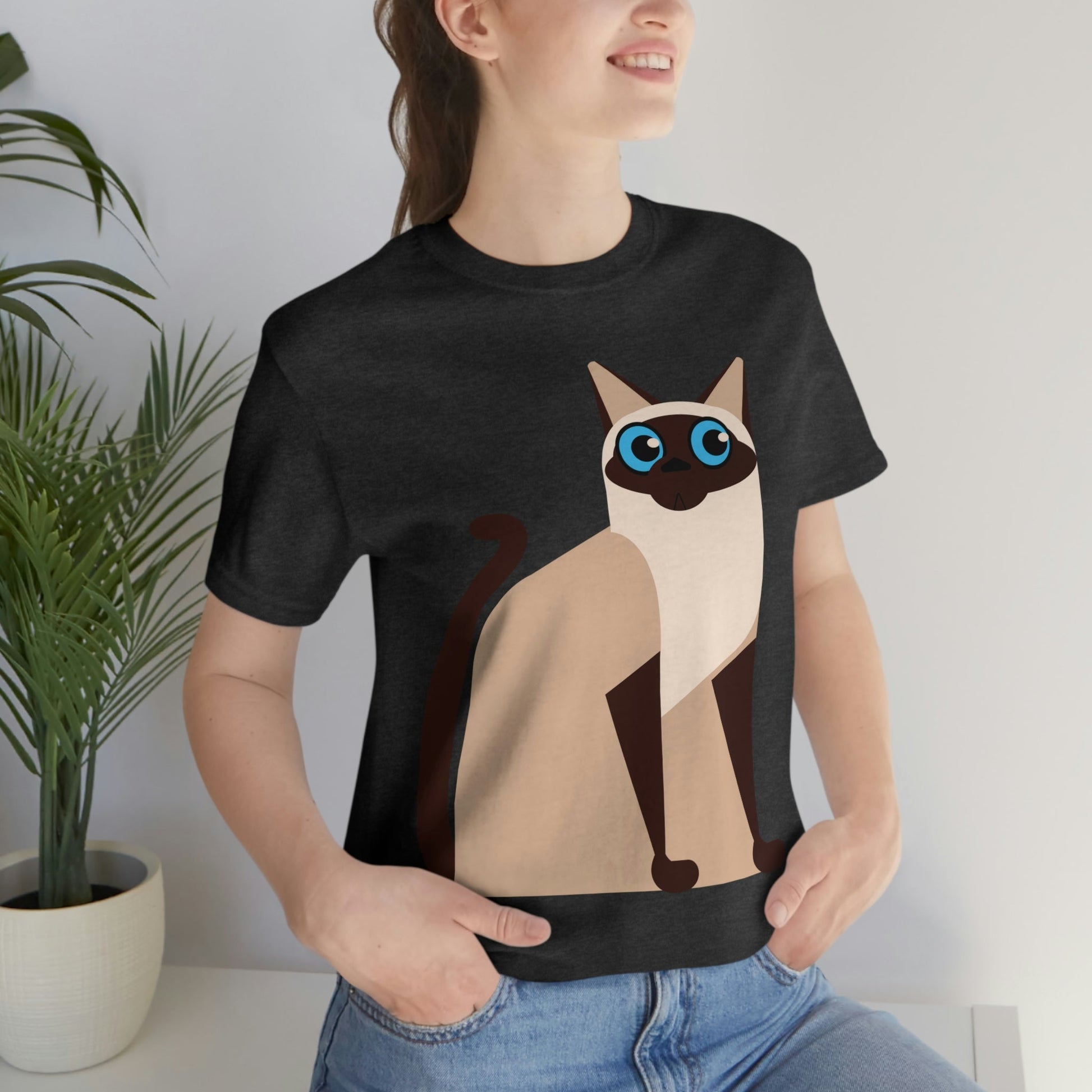 Siam Cat Lovers Anime Cartoon Unisex Jersey Short Sleeve T-Shirt Ichaku [Perfect Gifts Selection]