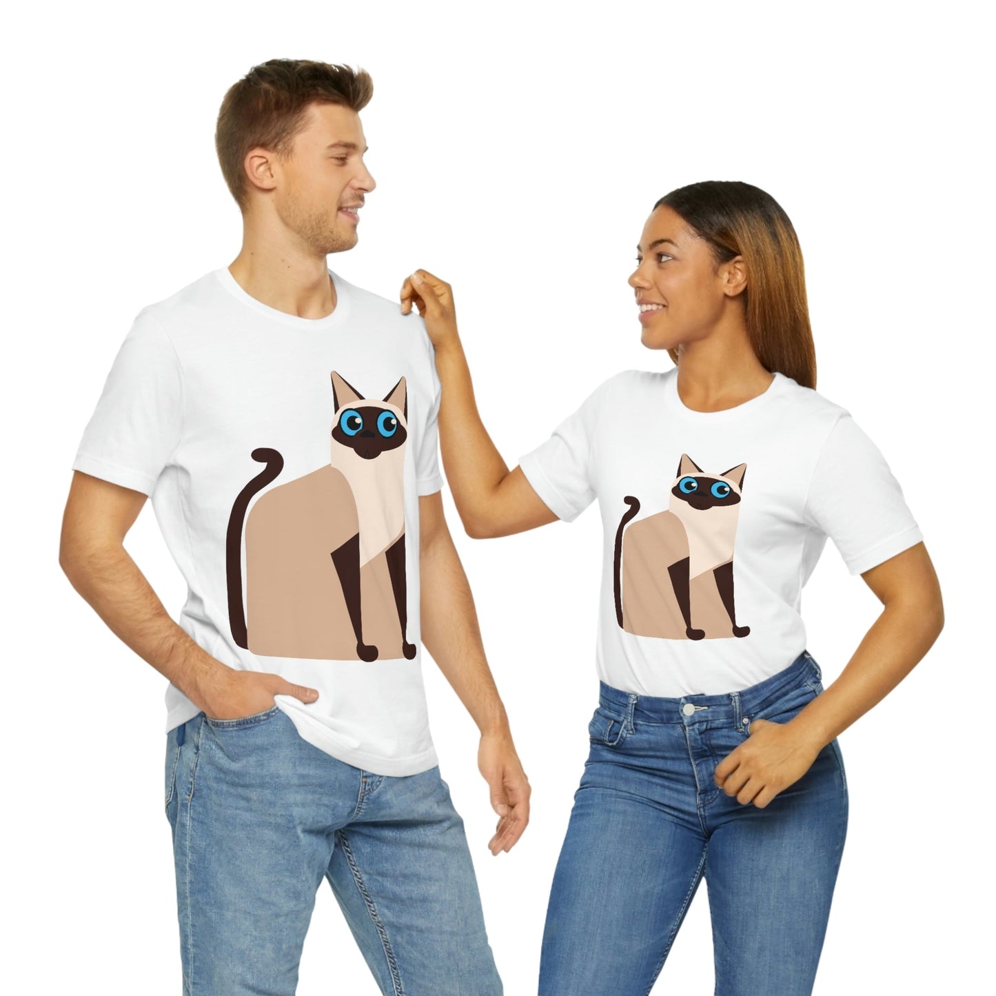 Siam Cat Lovers Anime Cartoon Unisex Jersey Short Sleeve T-Shirt Ichaku [Perfect Gifts Selection]