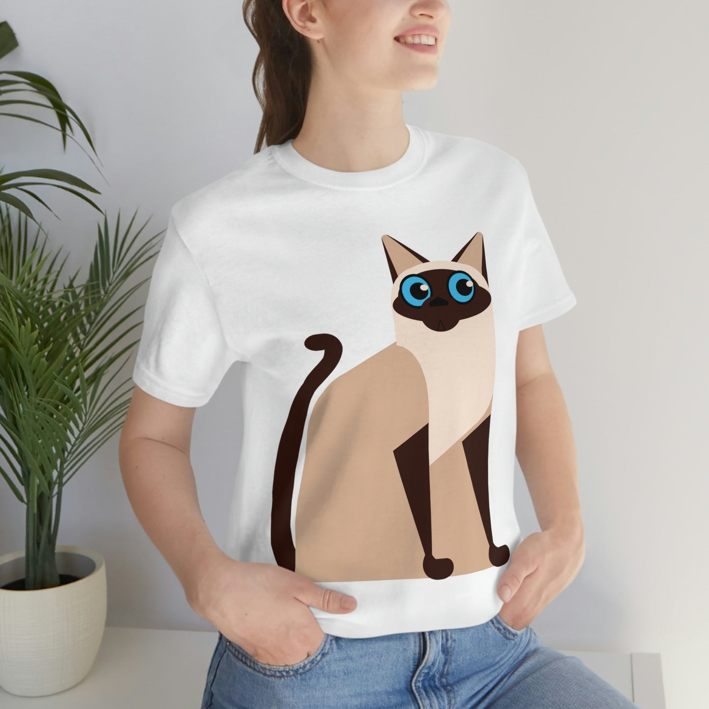 Siam Cat Lovers Anime Cartoon Unisex Jersey Short Sleeve T-Shirt Ichaku [Perfect Gifts Selection]