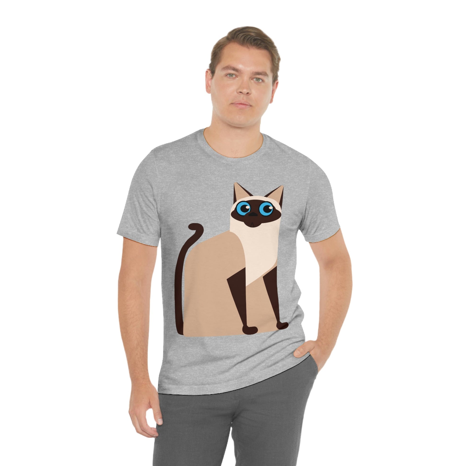 Siam Cat Lovers Anime Cartoon Unisex Jersey Short Sleeve T-Shirt Ichaku [Perfect Gifts Selection]