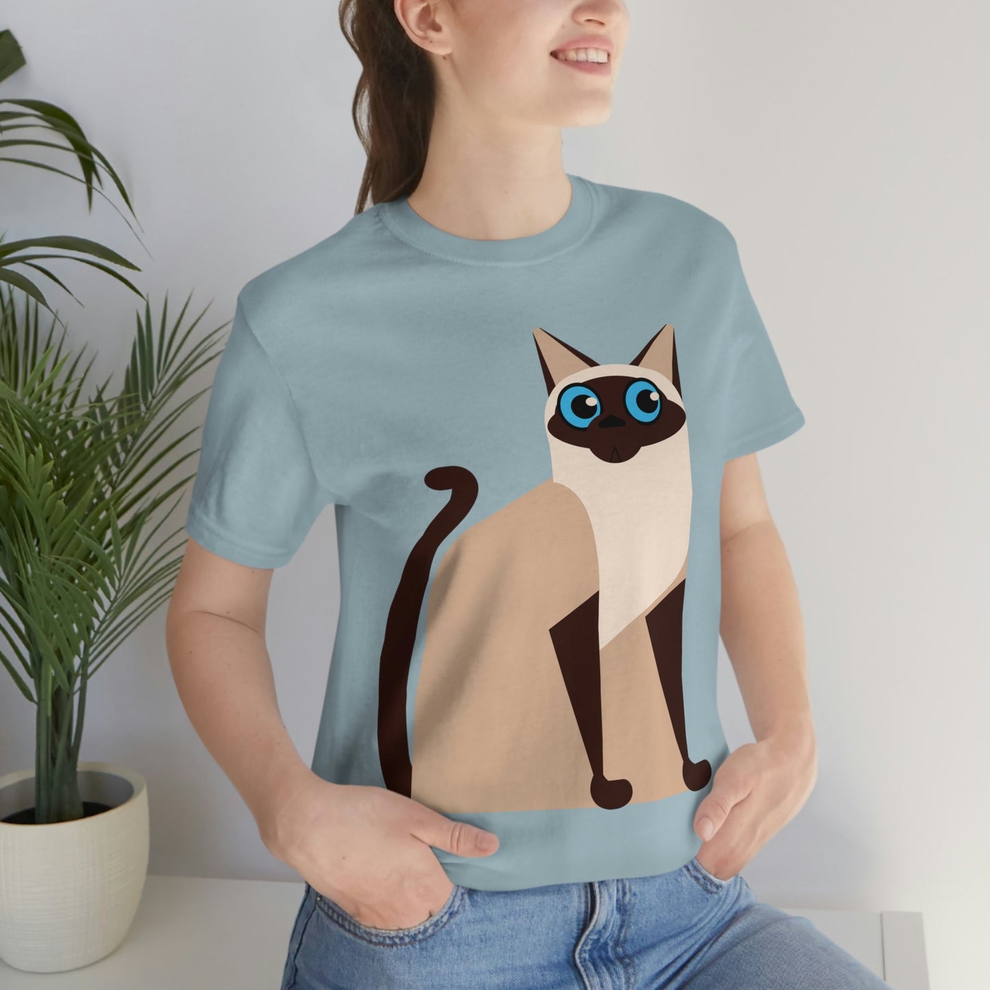 Siam Cat Lovers Anime Cartoon Unisex Jersey Short Sleeve T-Shirt Ichaku [Perfect Gifts Selection]