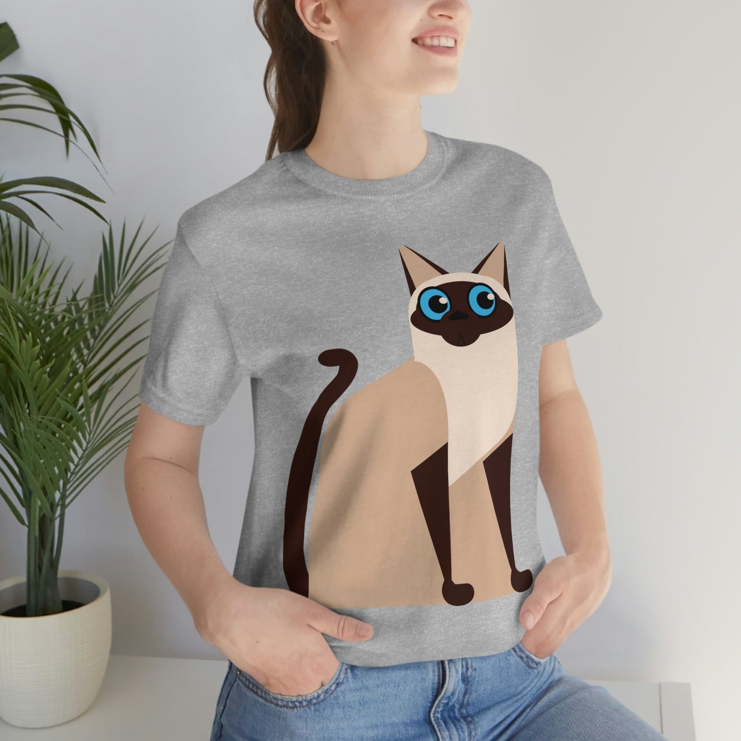 Siam Cat Lovers Anime Cartoon Unisex Jersey Short Sleeve T-Shirt Ichaku [Perfect Gifts Selection]