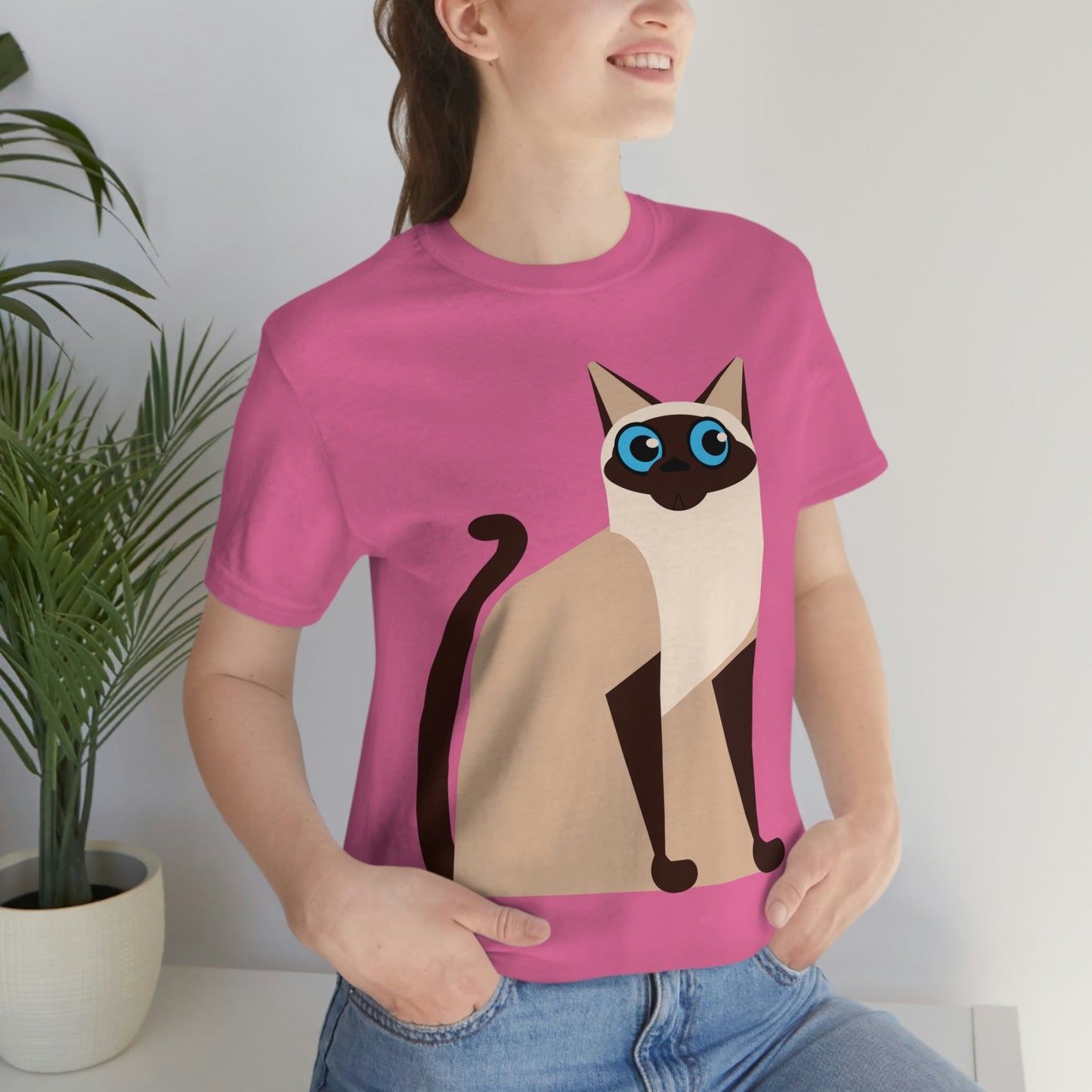 Siam Cat Lovers Anime Cartoon Unisex Jersey Short Sleeve T-Shirt Ichaku [Perfect Gifts Selection]