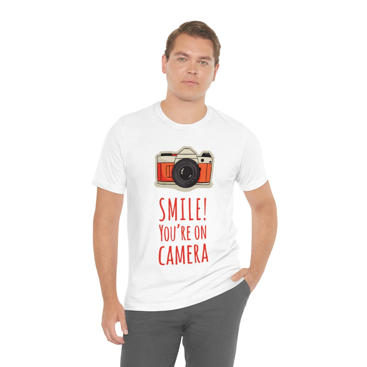 Smile! You`re on Camera Professional Photograph Surveillance Camera Unisex Jersey Short Sleeve T-Shirt Ichaku [Perfect Gifts Selection]