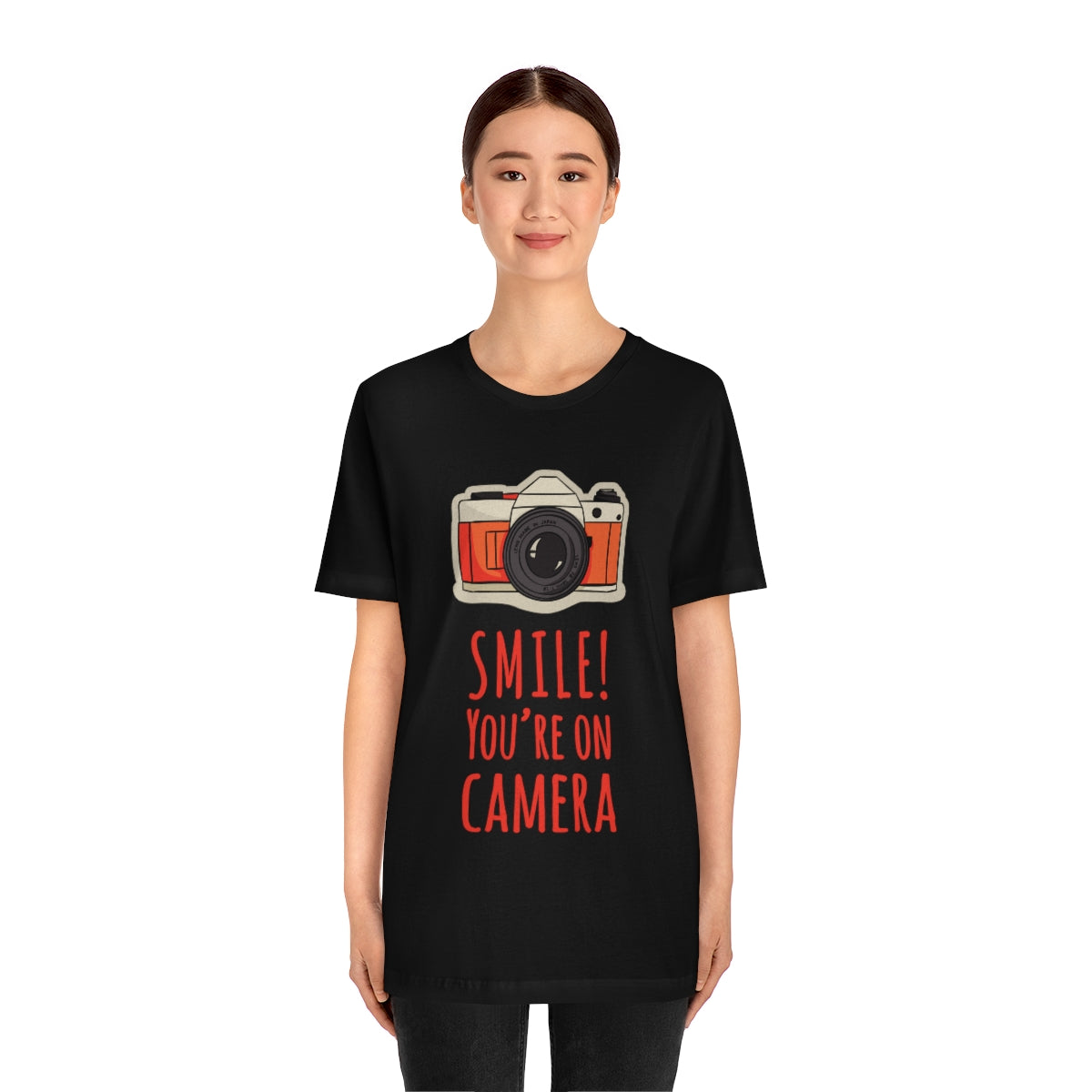 Smile! You`re on Camera Professional Photograph Surveillance Camera Unisex Jersey Short Sleeve T-Shirt Ichaku [Perfect Gifts Selection]