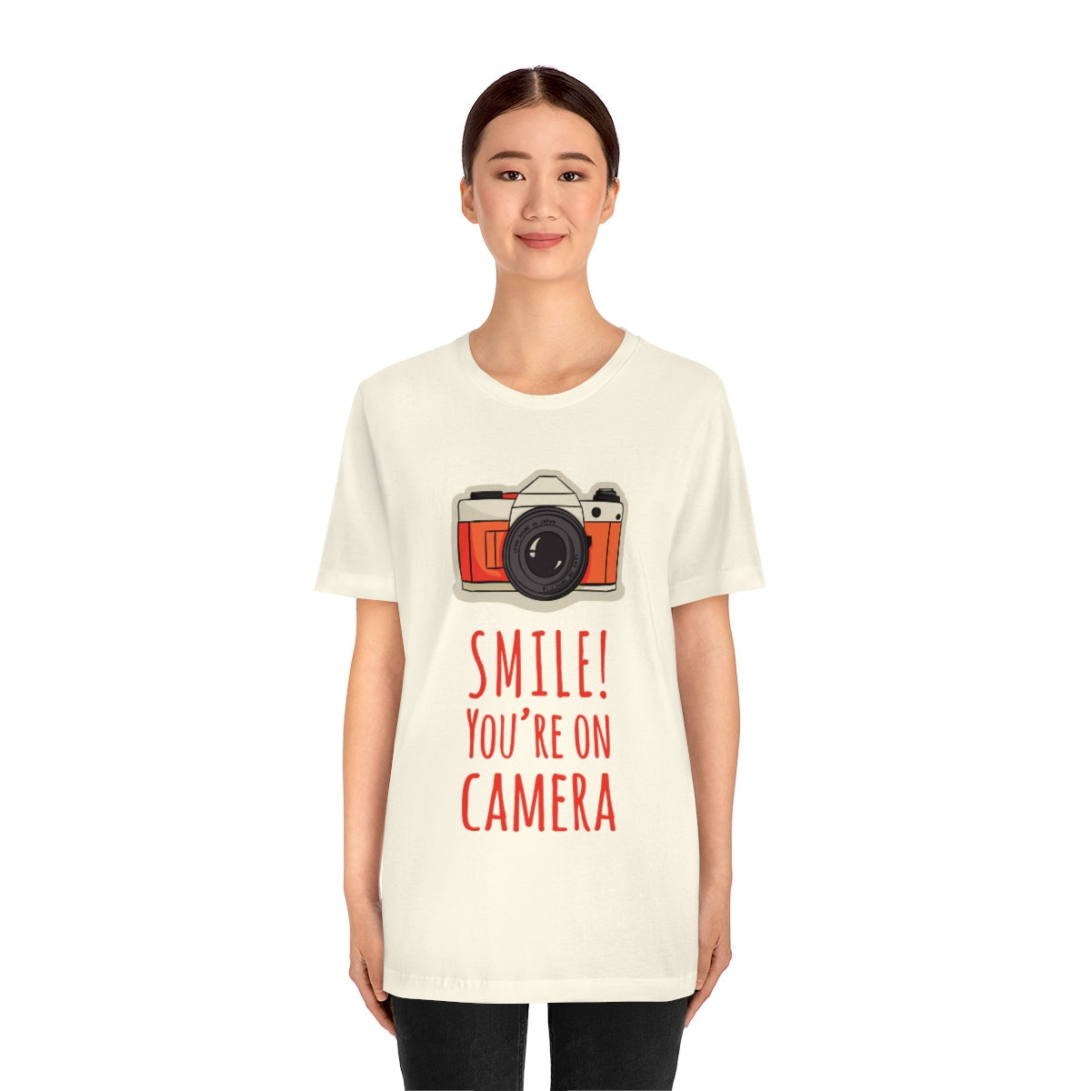 Smile! You`re on Camera Professional Photograph Surveillance Camera Unisex Jersey Short Sleeve T-Shirt Ichaku [Perfect Gifts Selection]