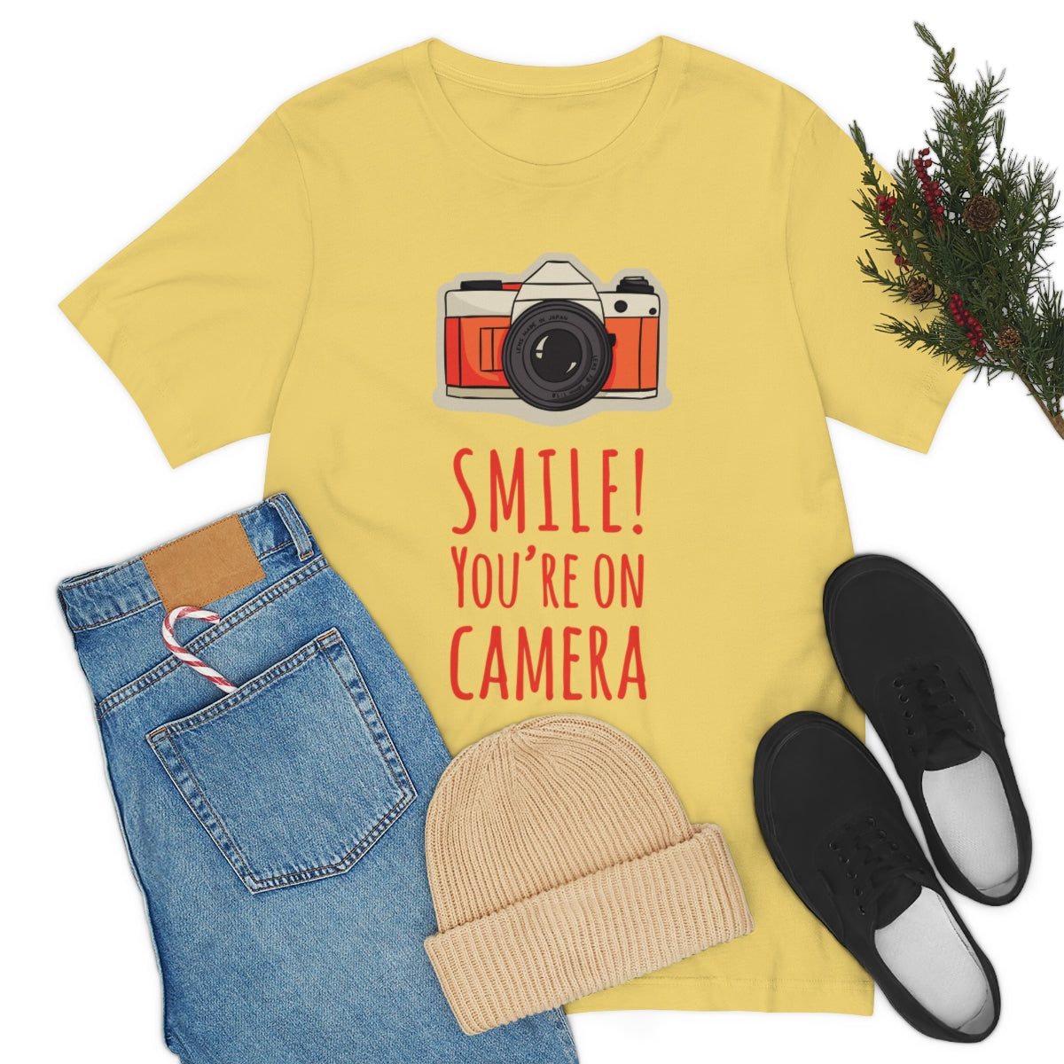 Smile! You`re on Camera Professional Photograph Surveillance Camera Unisex Jersey Short Sleeve T-Shirt Ichaku [Perfect Gifts Selection]