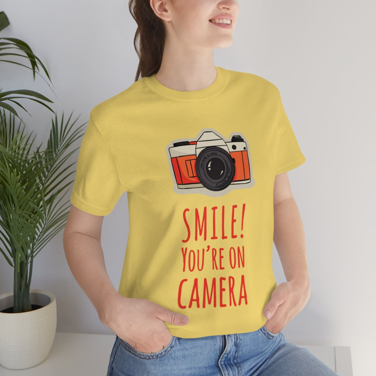 Smile! You`re on Camera Professional Photograph Surveillance Camera Unisex Jersey Short Sleeve T-Shirt Ichaku [Perfect Gifts Selection]