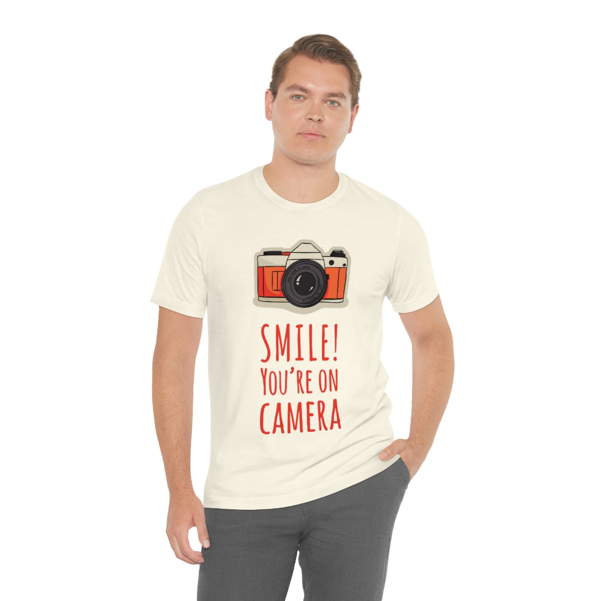 Smile! You`re on Camera Professional Photograph Surveillance Camera Unisex Jersey Short Sleeve T-Shirt Ichaku [Perfect Gifts Selection]