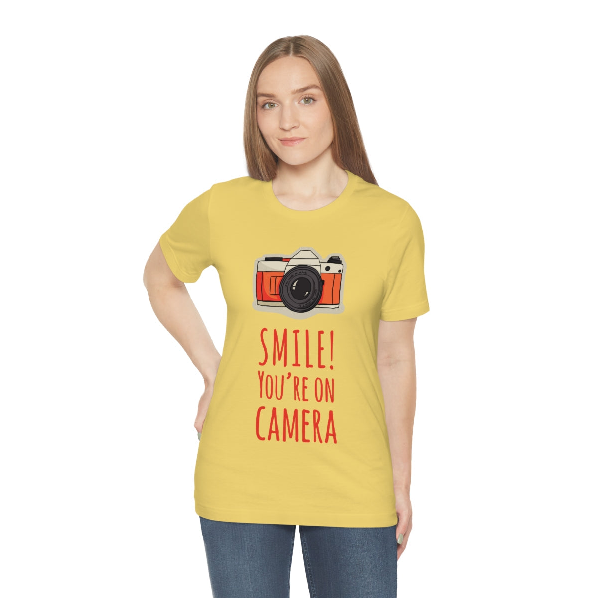 Smile! You`re on Camera Professional Photograph Surveillance Camera Unisex Jersey Short Sleeve T-Shirt Ichaku [Perfect Gifts Selection]