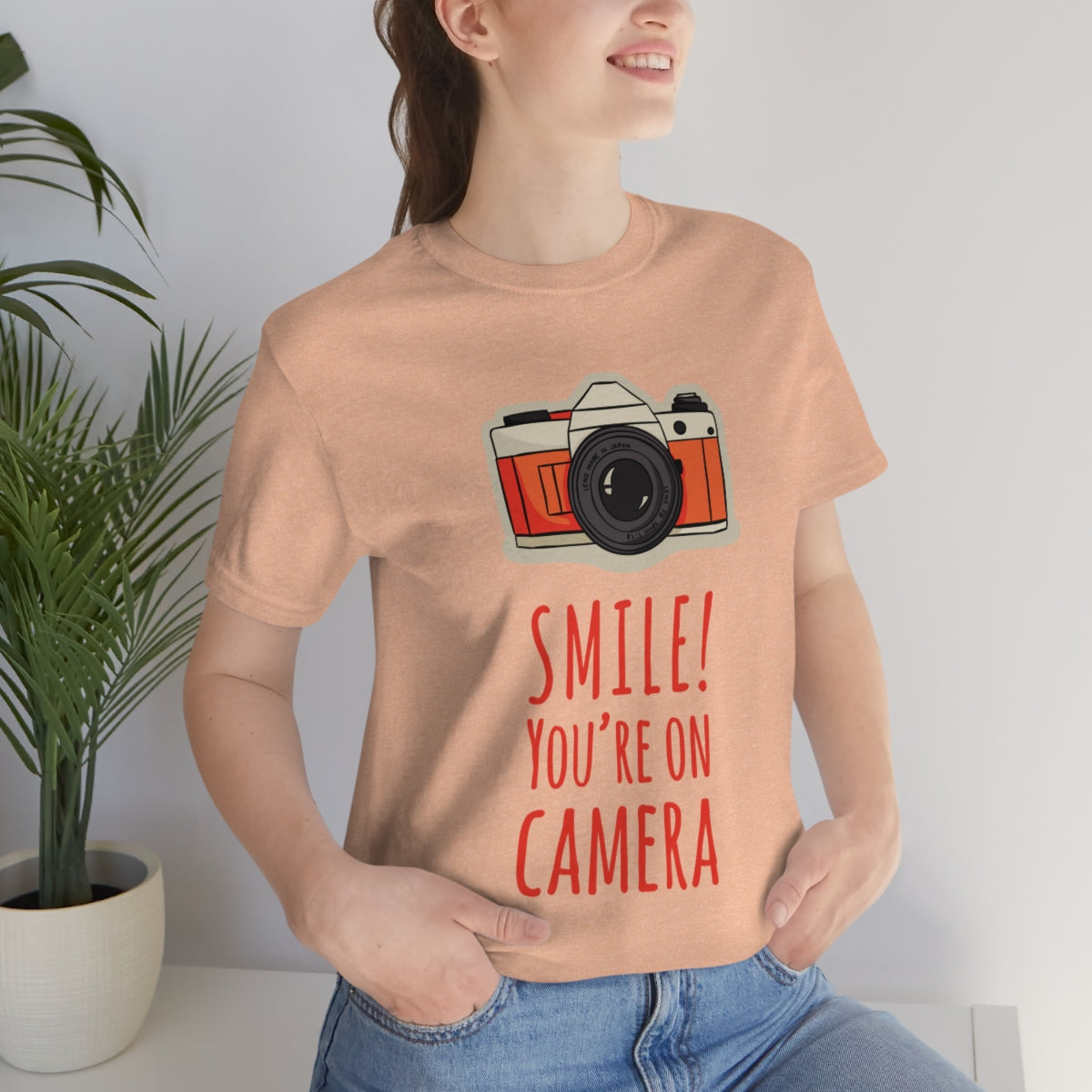 Smile! You`re on Camera Professional Photograph Surveillance Camera Unisex Jersey Short Sleeve T-Shirt Ichaku [Perfect Gifts Selection]