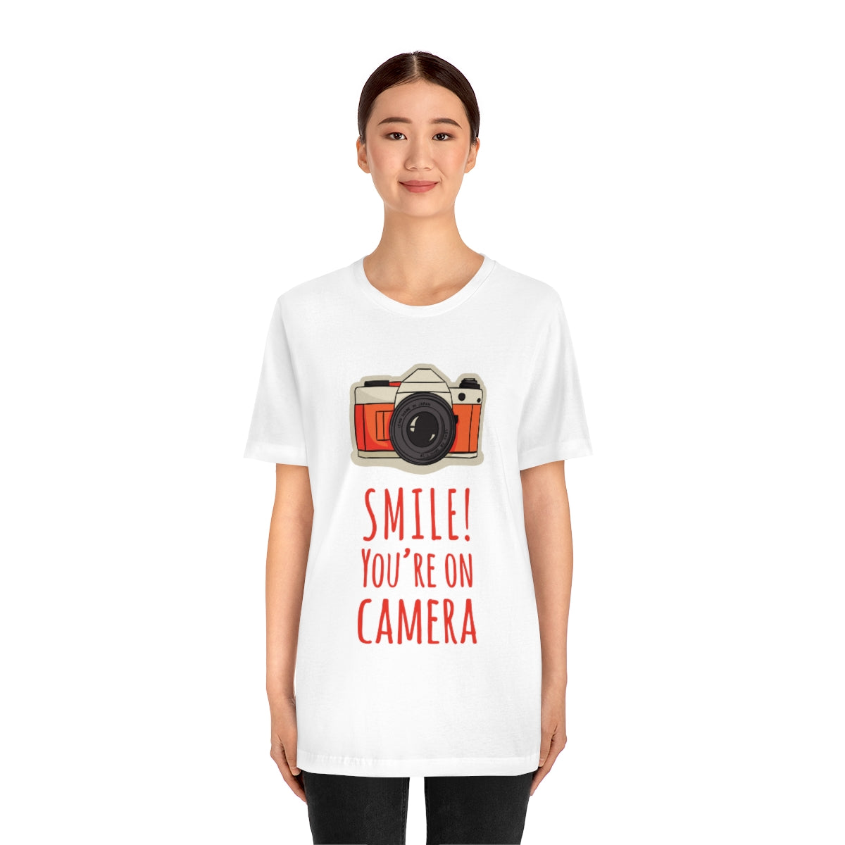 Smile! You`re on Camera Professional Photograph Surveillance Camera Unisex Jersey Short Sleeve T-Shirt Ichaku [Perfect Gifts Selection]