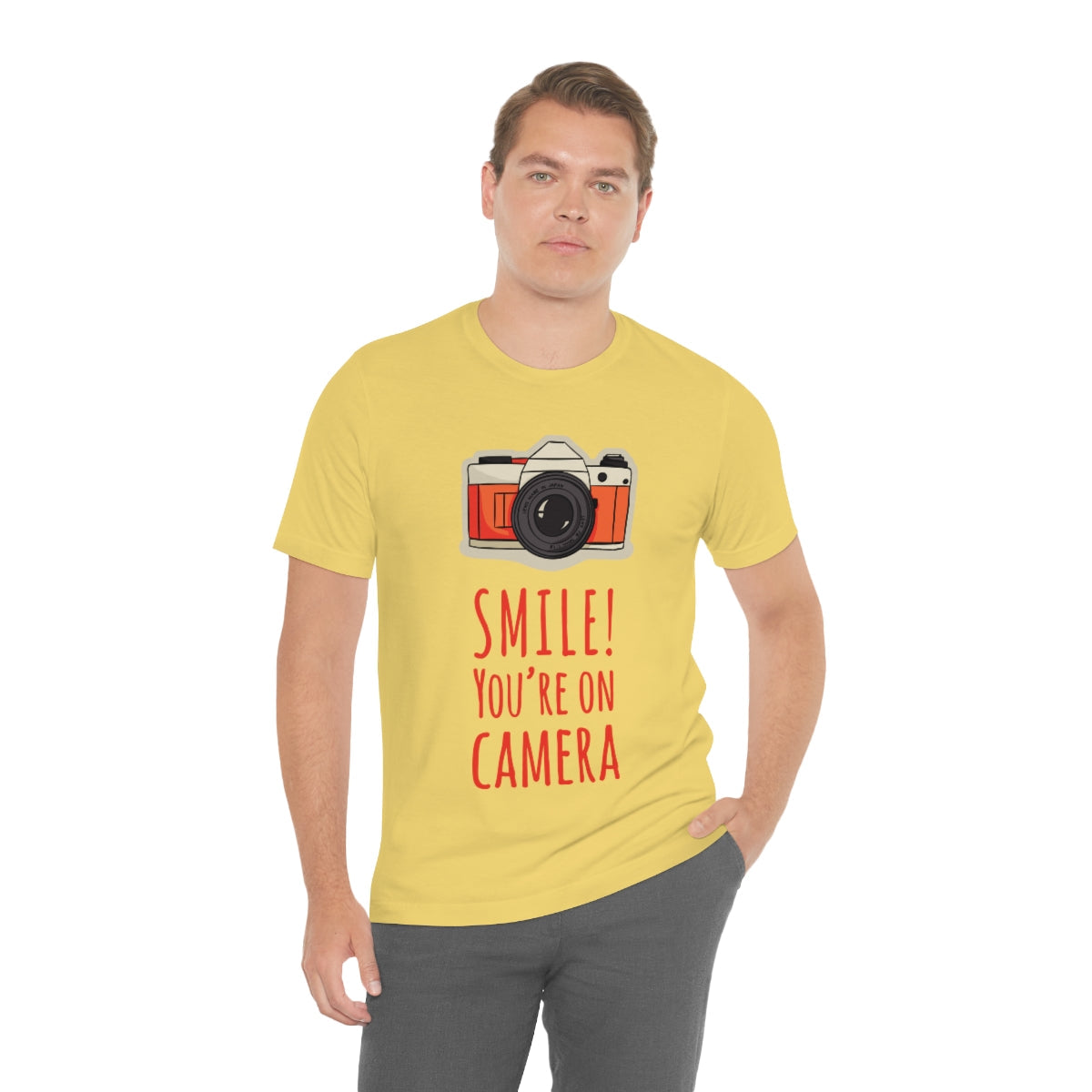 Smile! You`re on Camera Professional Photograph Surveillance Camera Unisex Jersey Short Sleeve T-Shirt Ichaku [Perfect Gifts Selection]