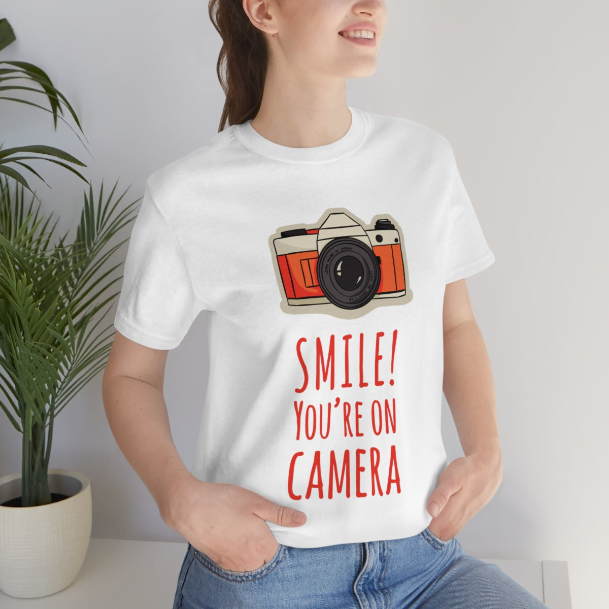 Smile! You`re on Camera Professional Photograph Surveillance Camera Unisex Jersey Short Sleeve T-Shirt Ichaku [Perfect Gifts Selection]