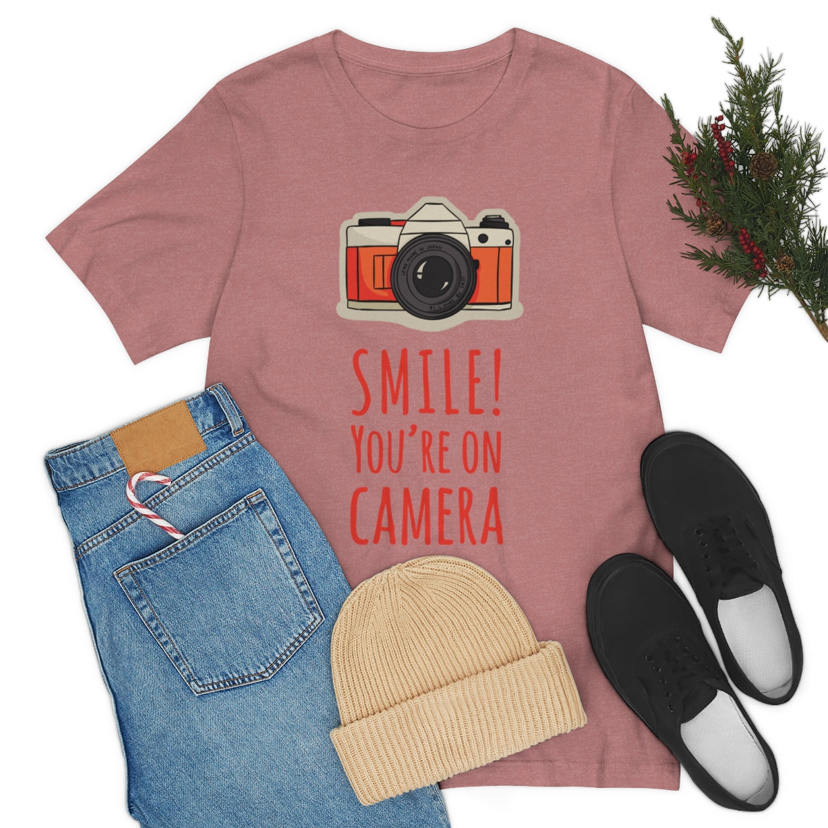 Smile! You`re on Camera Professional Photograph Surveillance Camera Unisex Jersey Short Sleeve T-Shirt Ichaku [Perfect Gifts Selection]