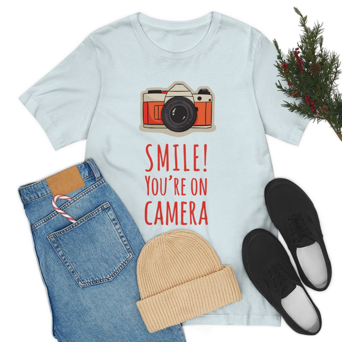 Smile! You`re on Camera Professional Photograph Surveillance Camera Unisex Jersey Short Sleeve T-Shirt Ichaku [Perfect Gifts Selection]