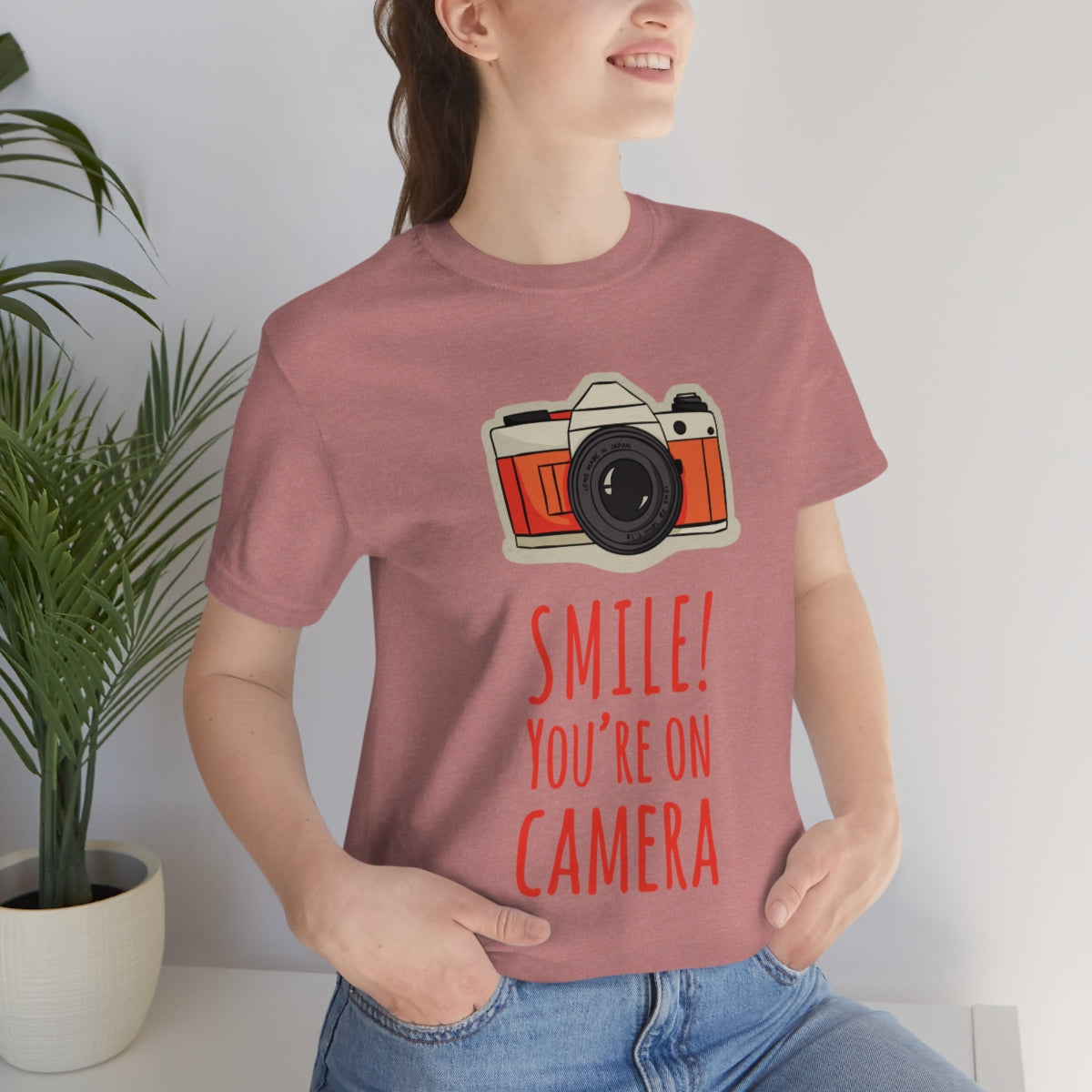 Smile! You`re on Camera Professional Photograph Surveillance Camera Unisex Jersey Short Sleeve T-Shirt Ichaku [Perfect Gifts Selection]