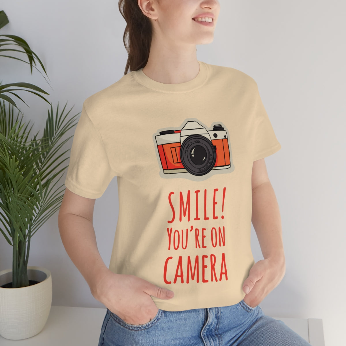 Smile! You`re on Camera Professional Photograph Surveillance Camera Unisex Jersey Short Sleeve T-Shirt Ichaku [Perfect Gifts Selection]