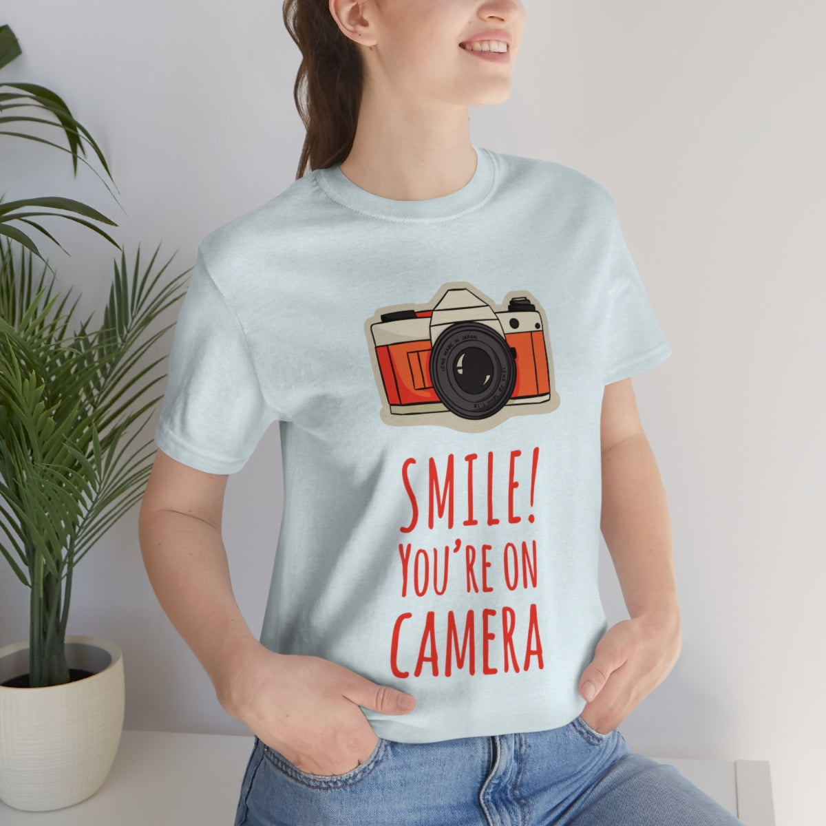 Smile! You`re on Camera Professional Photograph Surveillance Camera Unisex Jersey Short Sleeve T-Shirt Ichaku [Perfect Gifts Selection]