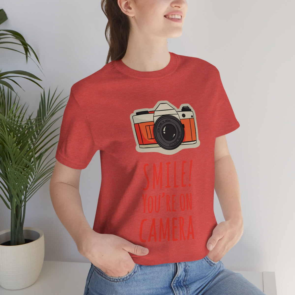 Smile! You`re on Camera Professional Photograph Surveillance Camera Unisex Jersey Short Sleeve T-Shirt Ichaku [Perfect Gifts Selection]