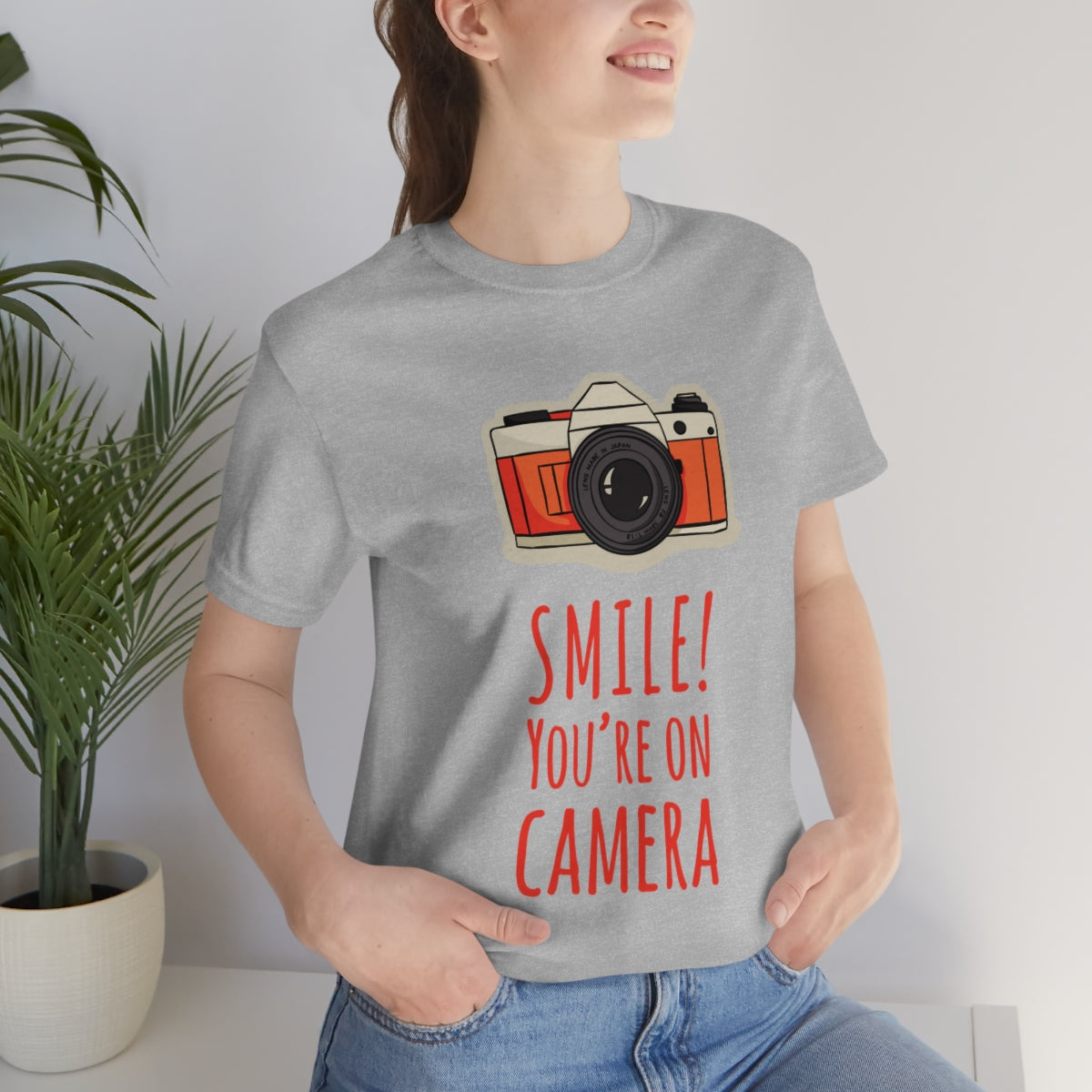 Smile! You`re on Camera Professional Photograph Surveillance Camera Unisex Jersey Short Sleeve T-Shirt Ichaku [Perfect Gifts Selection]