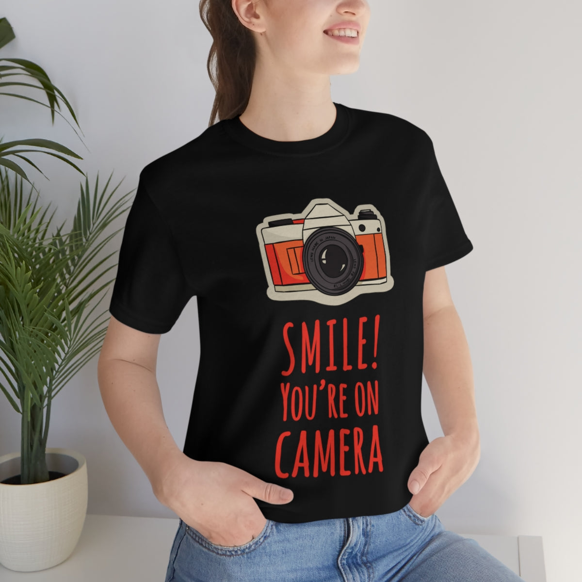 Smile! You`re on Camera Professional Photograph Surveillance Camera Unisex Jersey Short Sleeve T-Shirt Ichaku [Perfect Gifts Selection]