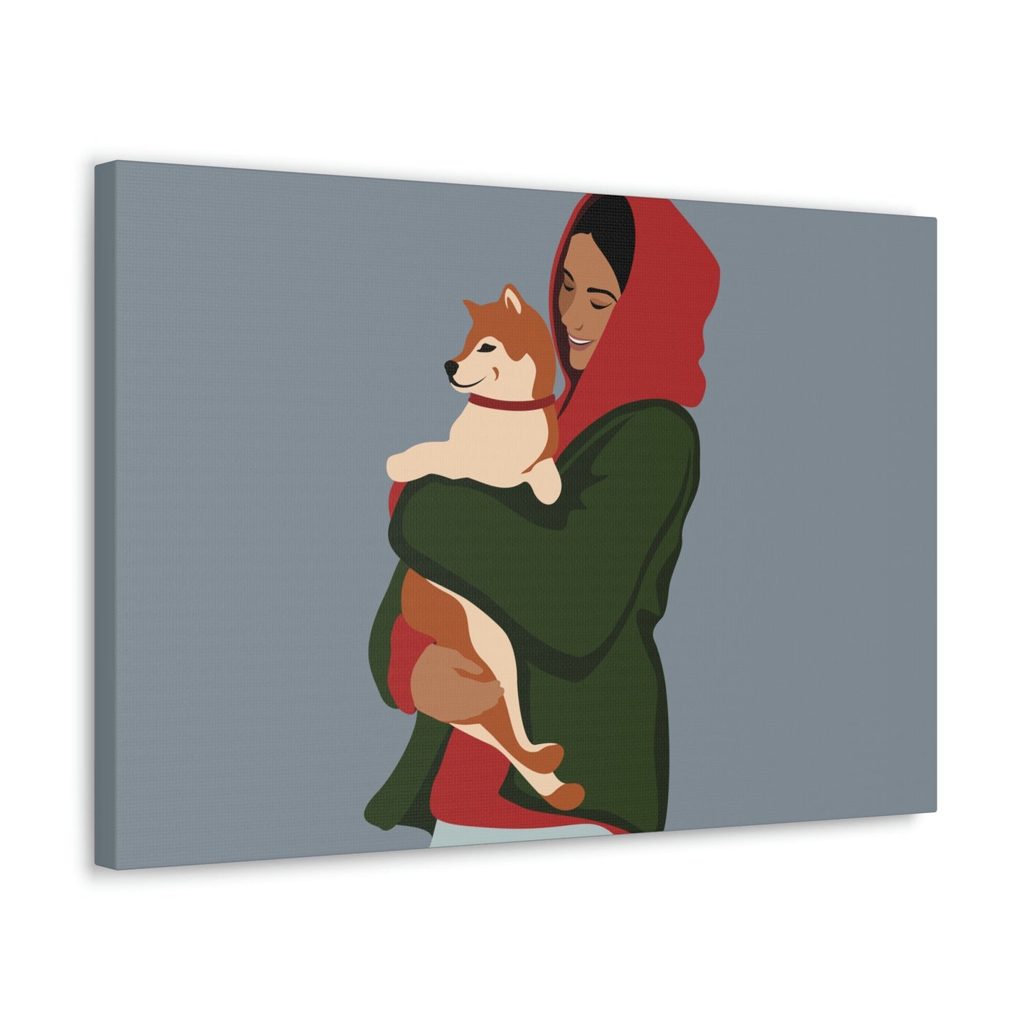 Smiling Woman with Dog Puppy Lovers Aesthetic Classic Art Canvas Gallery Wraps Ichaku [Perfect Gifts Selection]