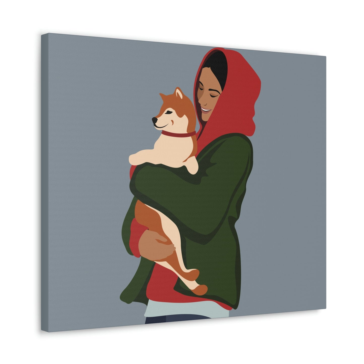 Smiling Woman with Dog Puppy Lovers Aesthetic Classic Art Canvas Gallery Wraps Ichaku [Perfect Gifts Selection]