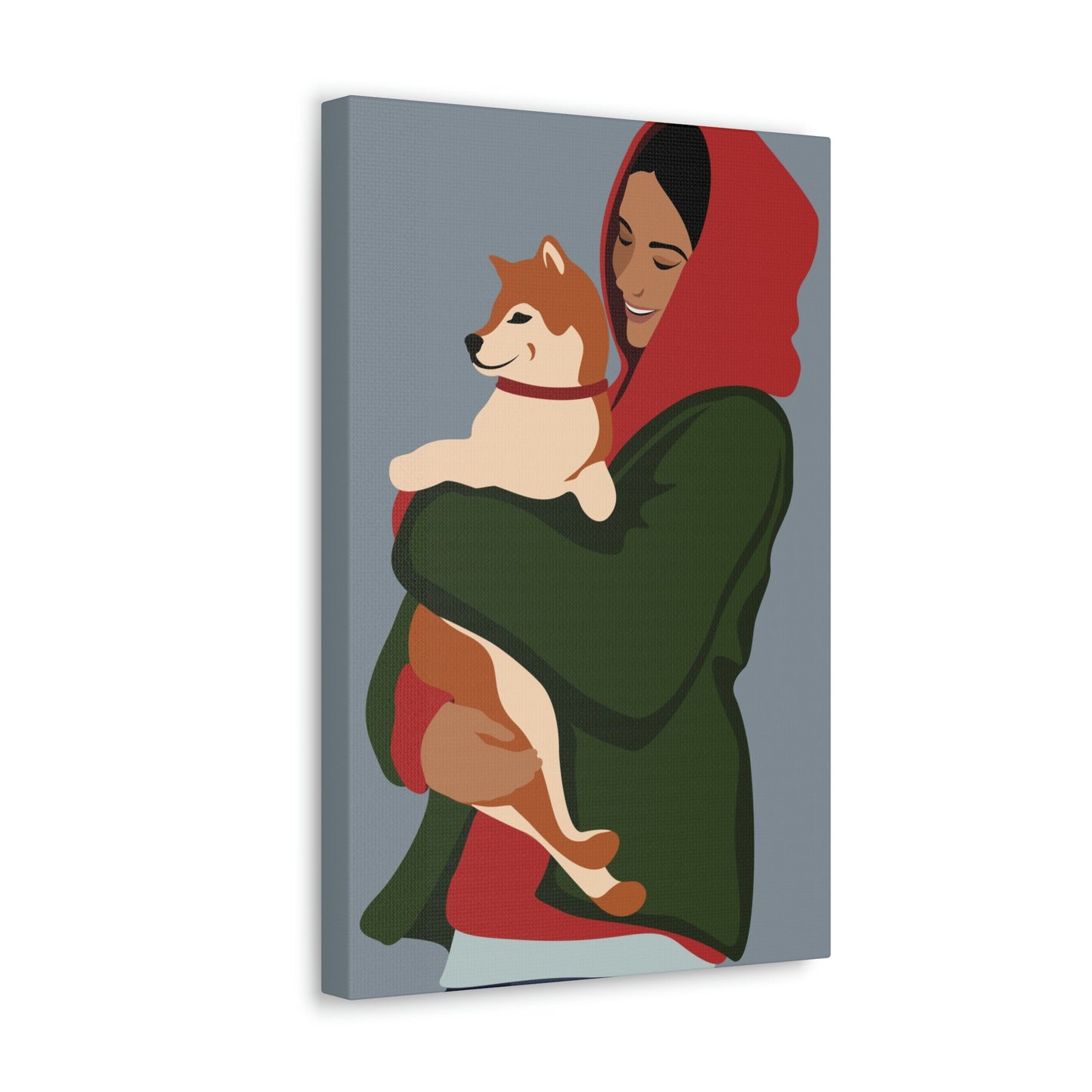 Smiling Woman with Dog Puppy Lovers Aesthetic Classic Art Canvas Gallery Wraps Ichaku [Perfect Gifts Selection]