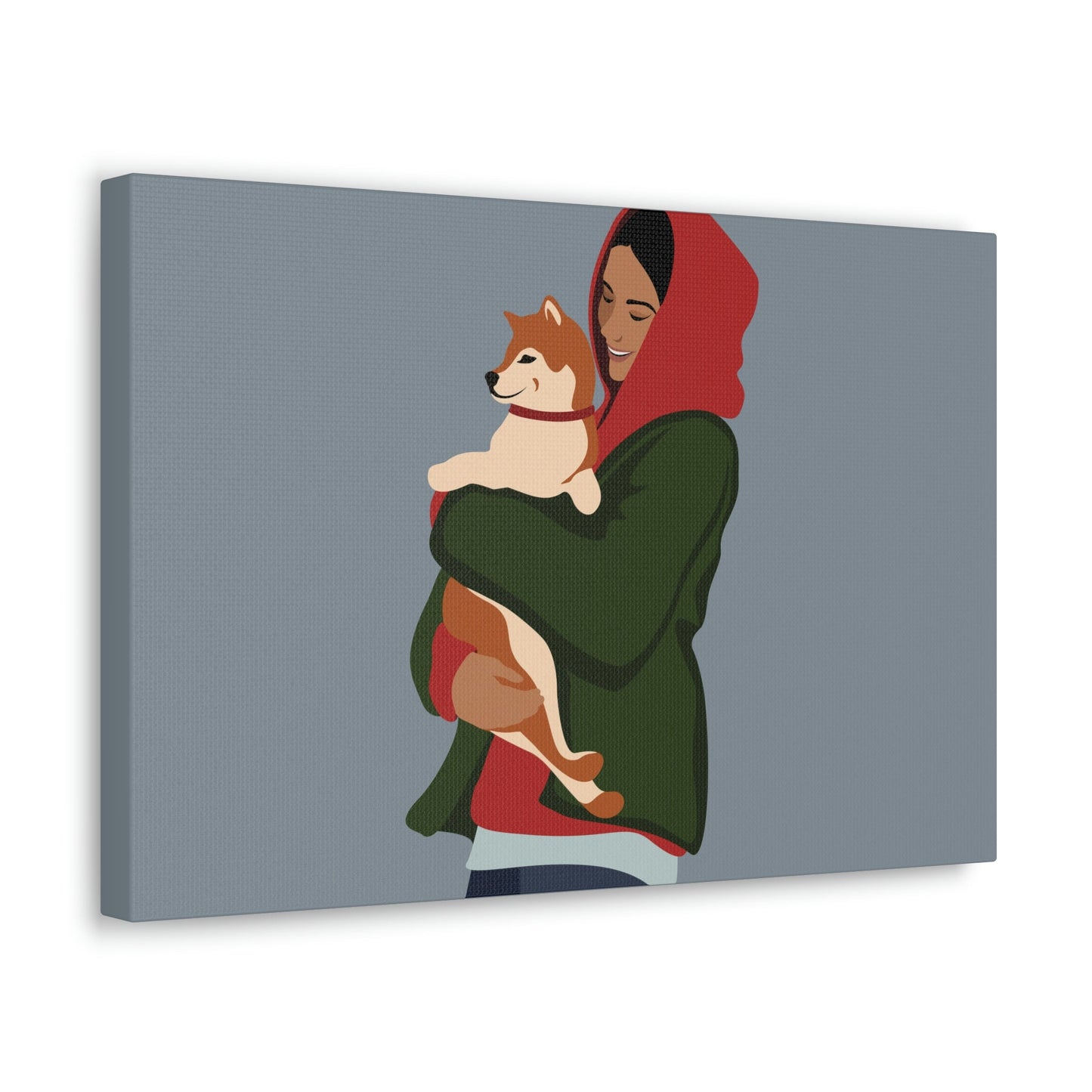 Smiling Woman with Dog Puppy Lovers Aesthetic Classic Art Canvas Gallery Wraps Ichaku [Perfect Gifts Selection]