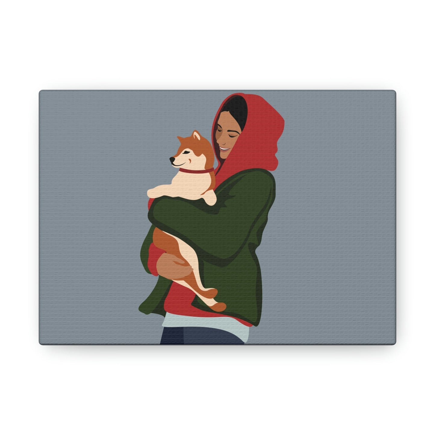 Smiling Woman with Dog Puppy Lovers Aesthetic Classic Art Canvas Gallery Wraps Ichaku [Perfect Gifts Selection]