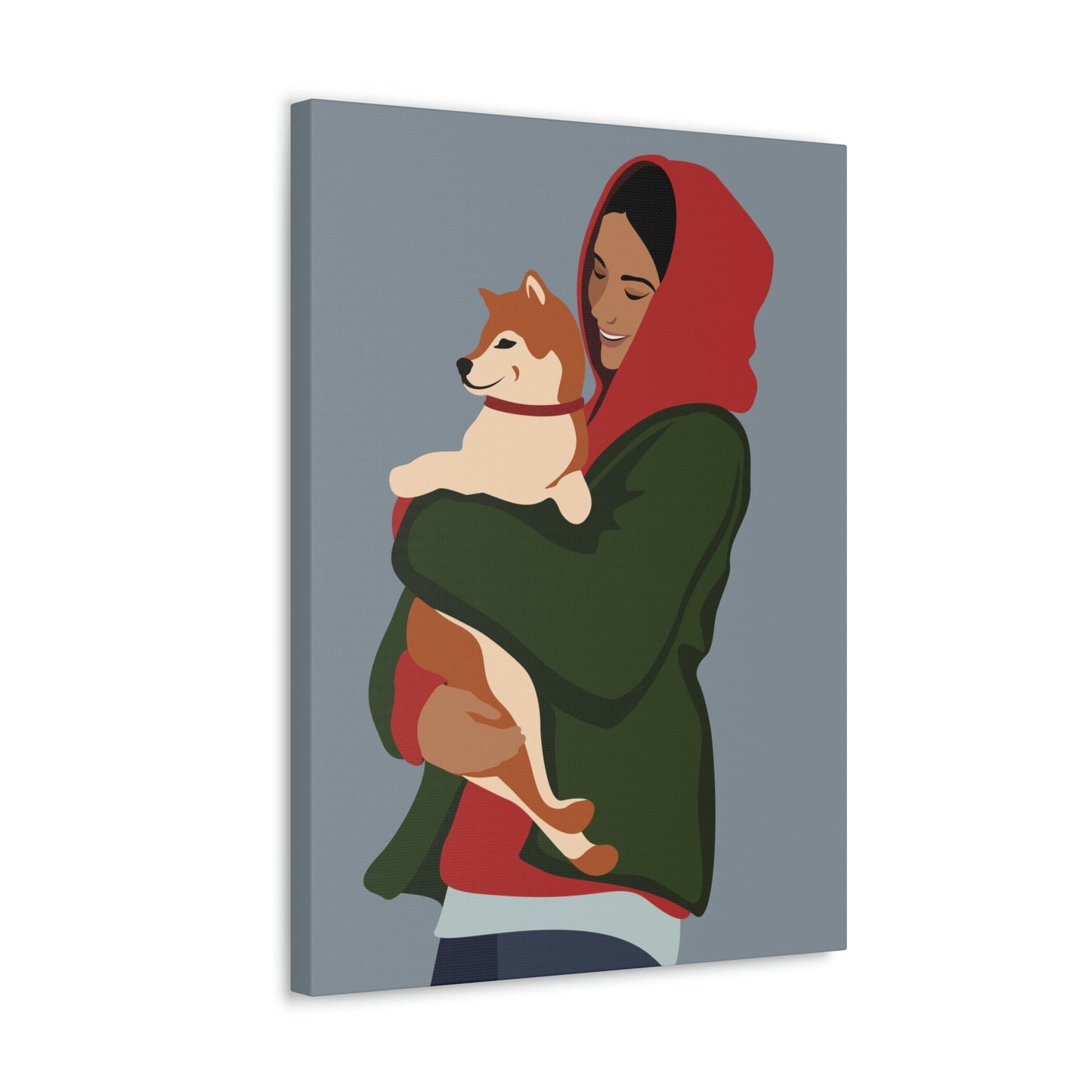 Smiling Woman with Dog Puppy Lovers Aesthetic Classic Art Canvas Gallery Wraps Ichaku [Perfect Gifts Selection]