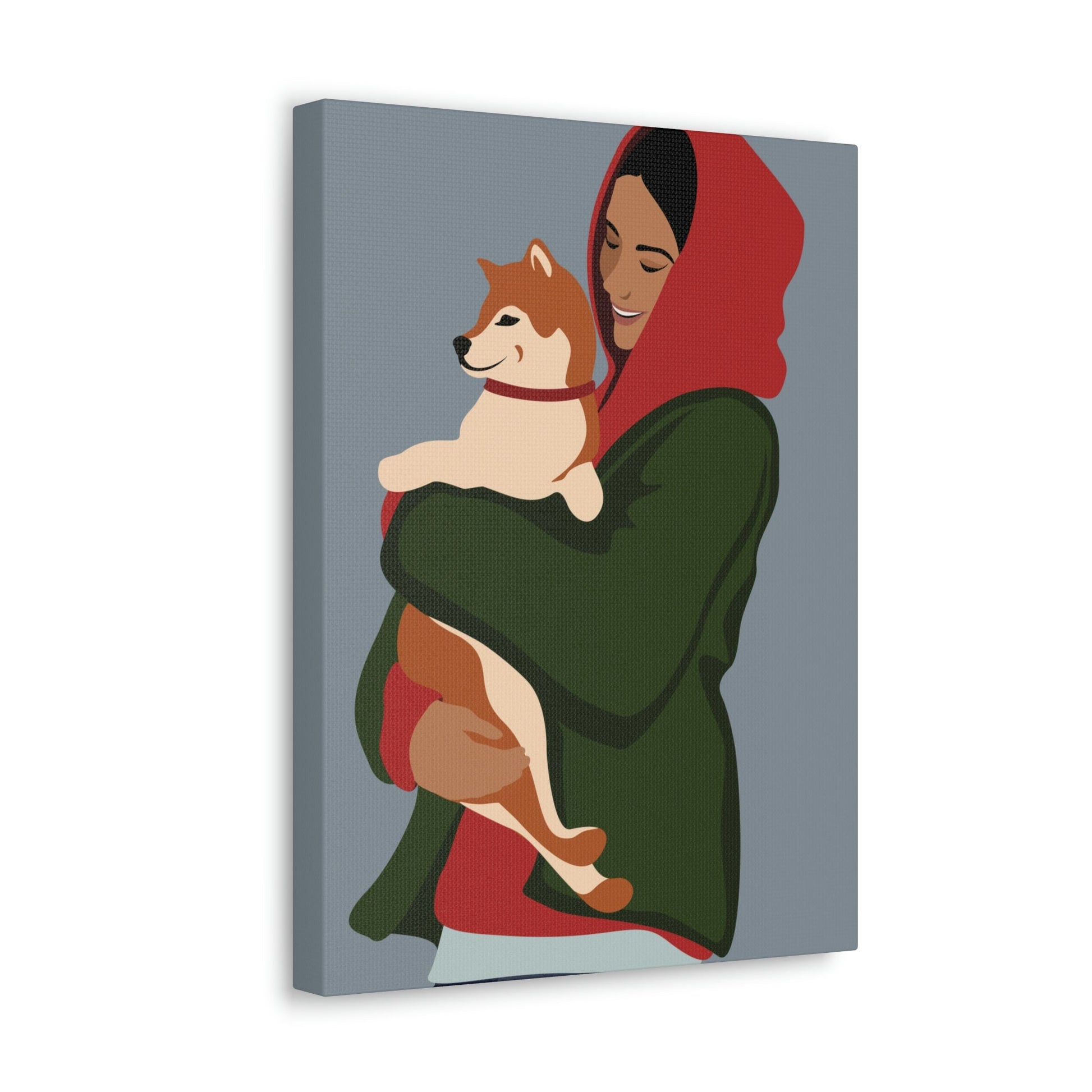 Smiling Woman with Dog Puppy Lovers Aesthetic Classic Art Canvas Gallery Wraps Ichaku [Perfect Gifts Selection]