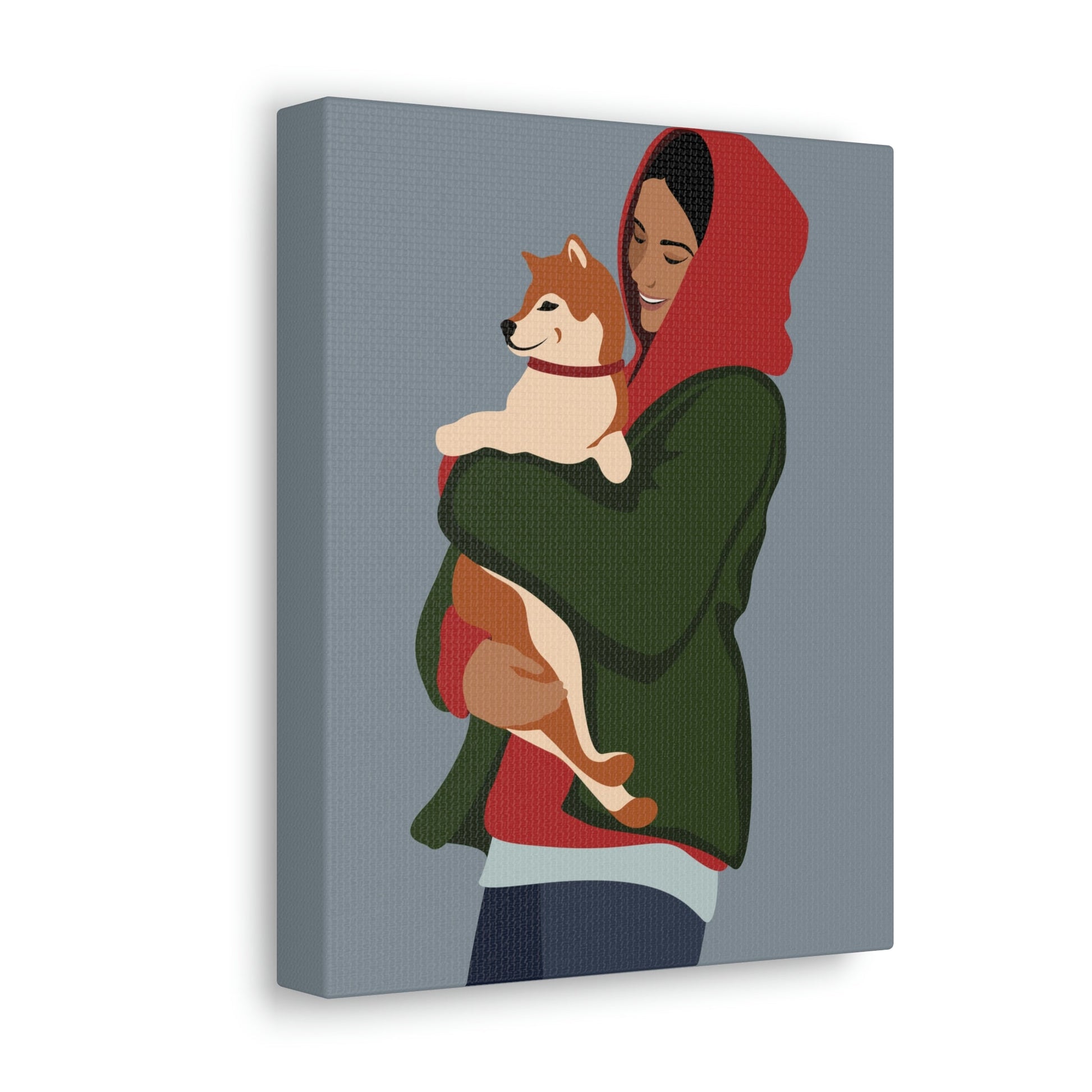 Smiling Woman with Dog Puppy Lovers Aesthetic Classic Art Canvas Gallery Wraps Ichaku [Perfect Gifts Selection]