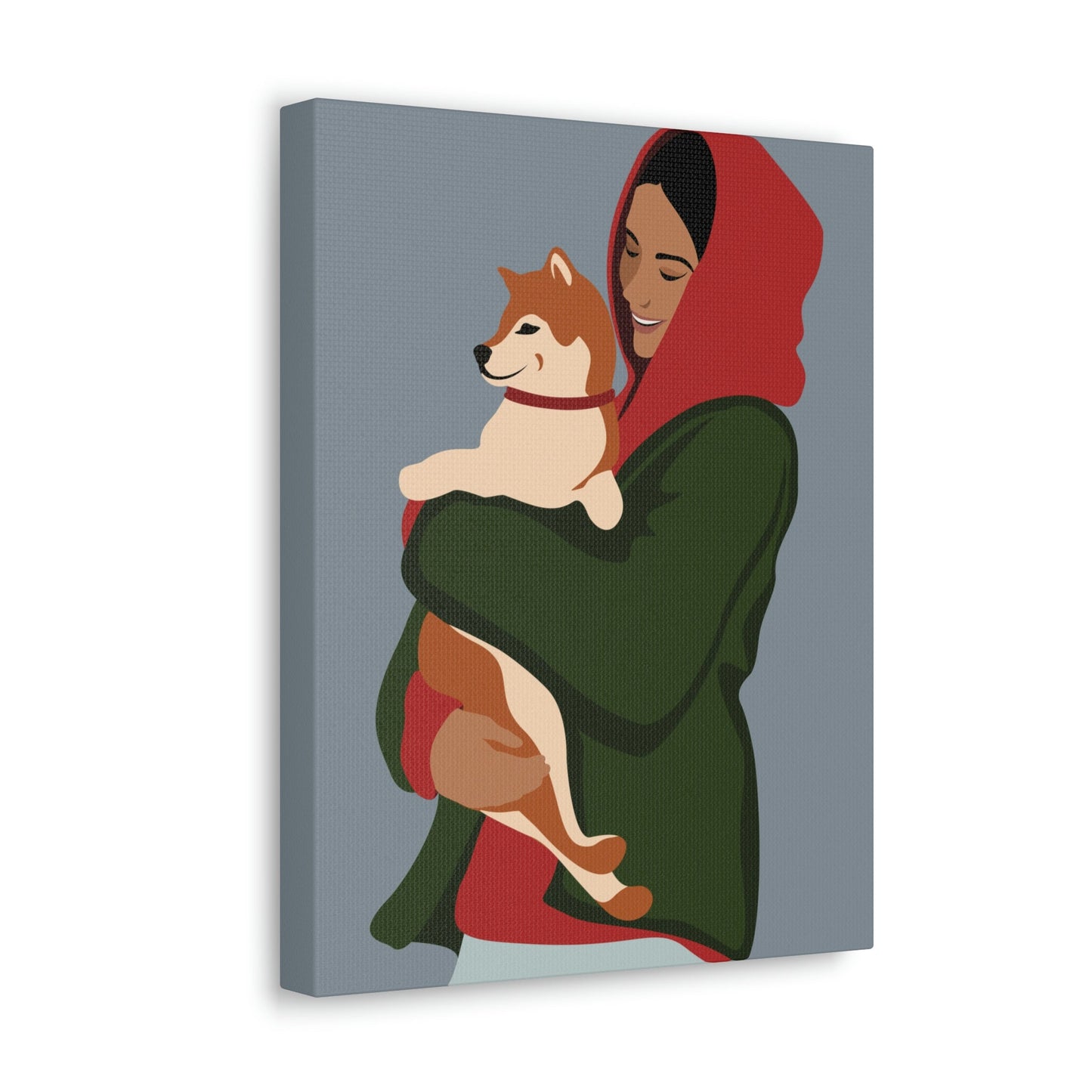 Smiling Woman with Dog Puppy Lovers Aesthetic Classic Art Canvas Gallery Wraps Ichaku [Perfect Gifts Selection]