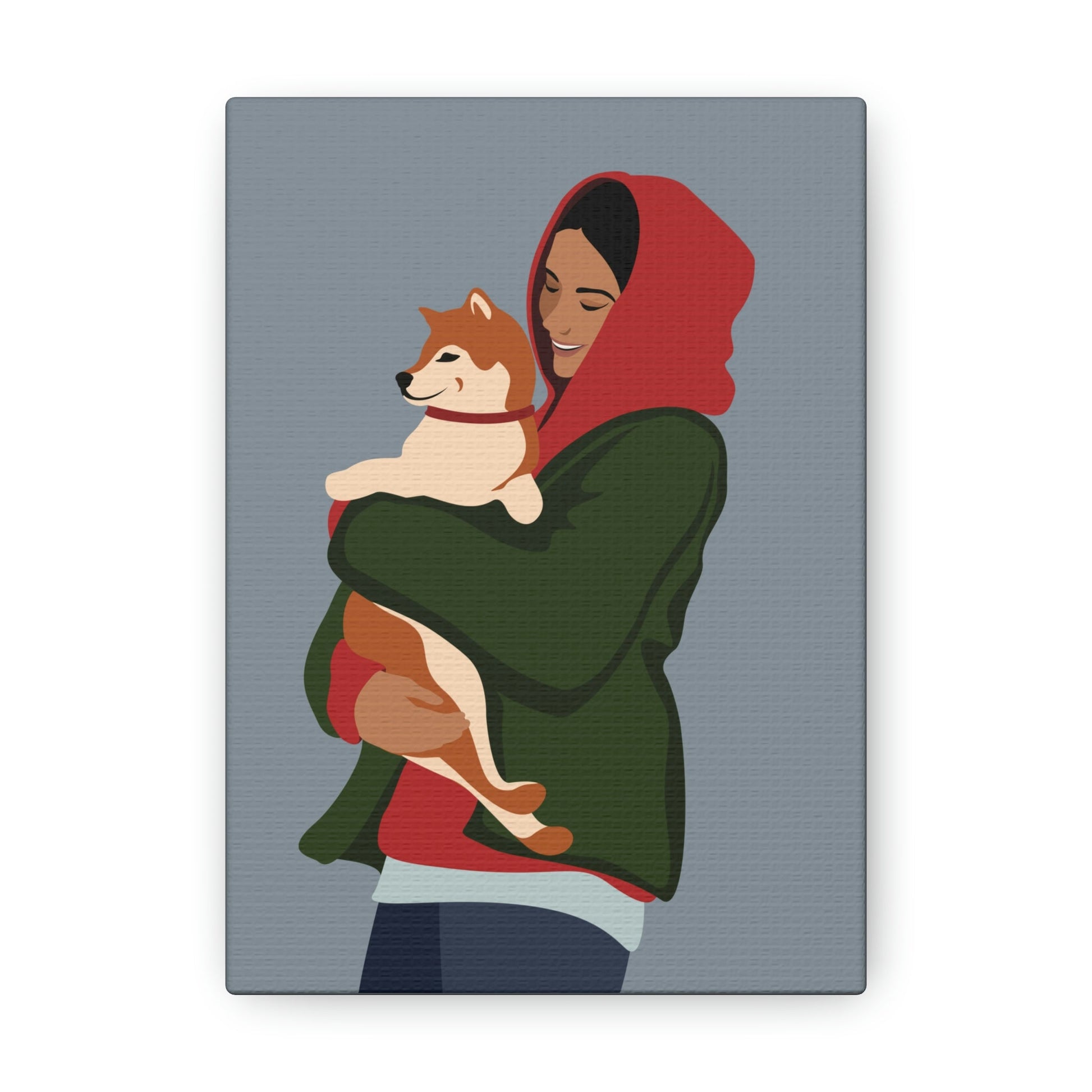 Smiling Woman with Dog Puppy Lovers Aesthetic Classic Art Canvas Gallery Wraps Ichaku [Perfect Gifts Selection]