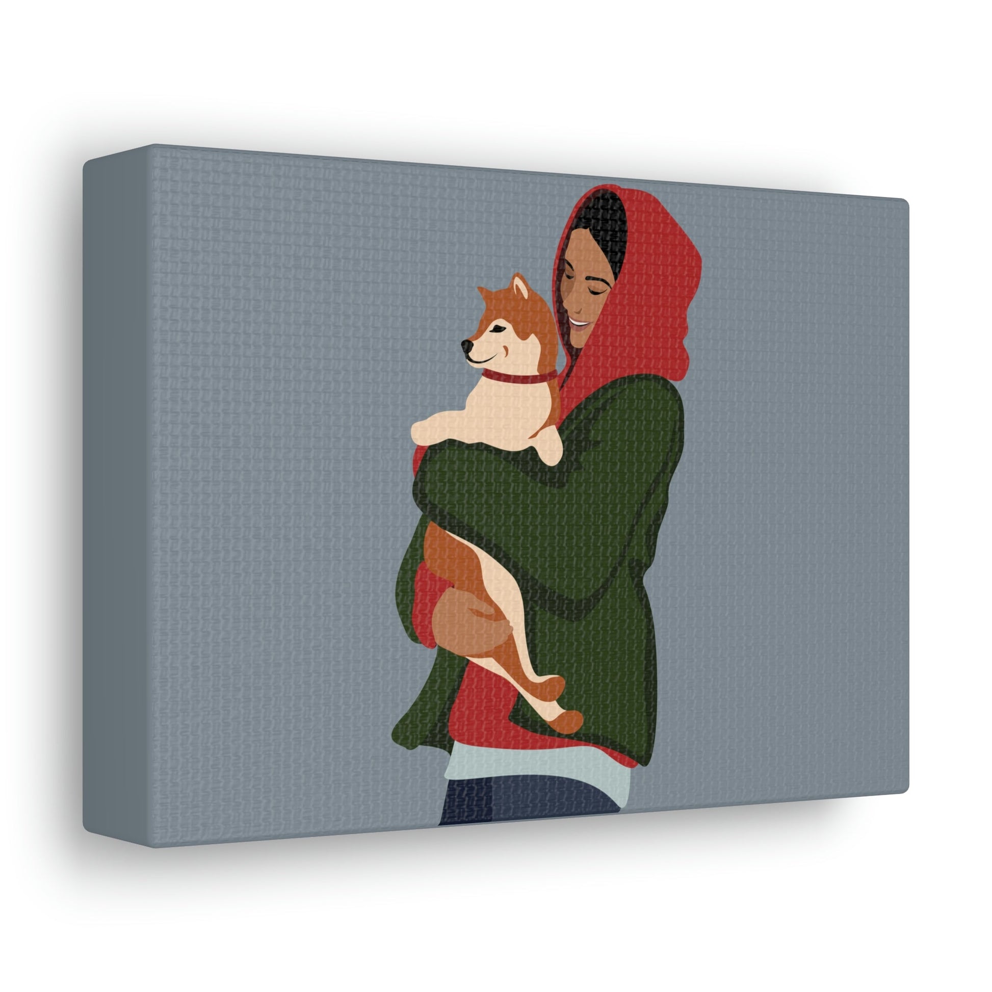 Smiling Woman with Dog Puppy Lovers Aesthetic Classic Art Canvas Gallery Wraps Ichaku [Perfect Gifts Selection]