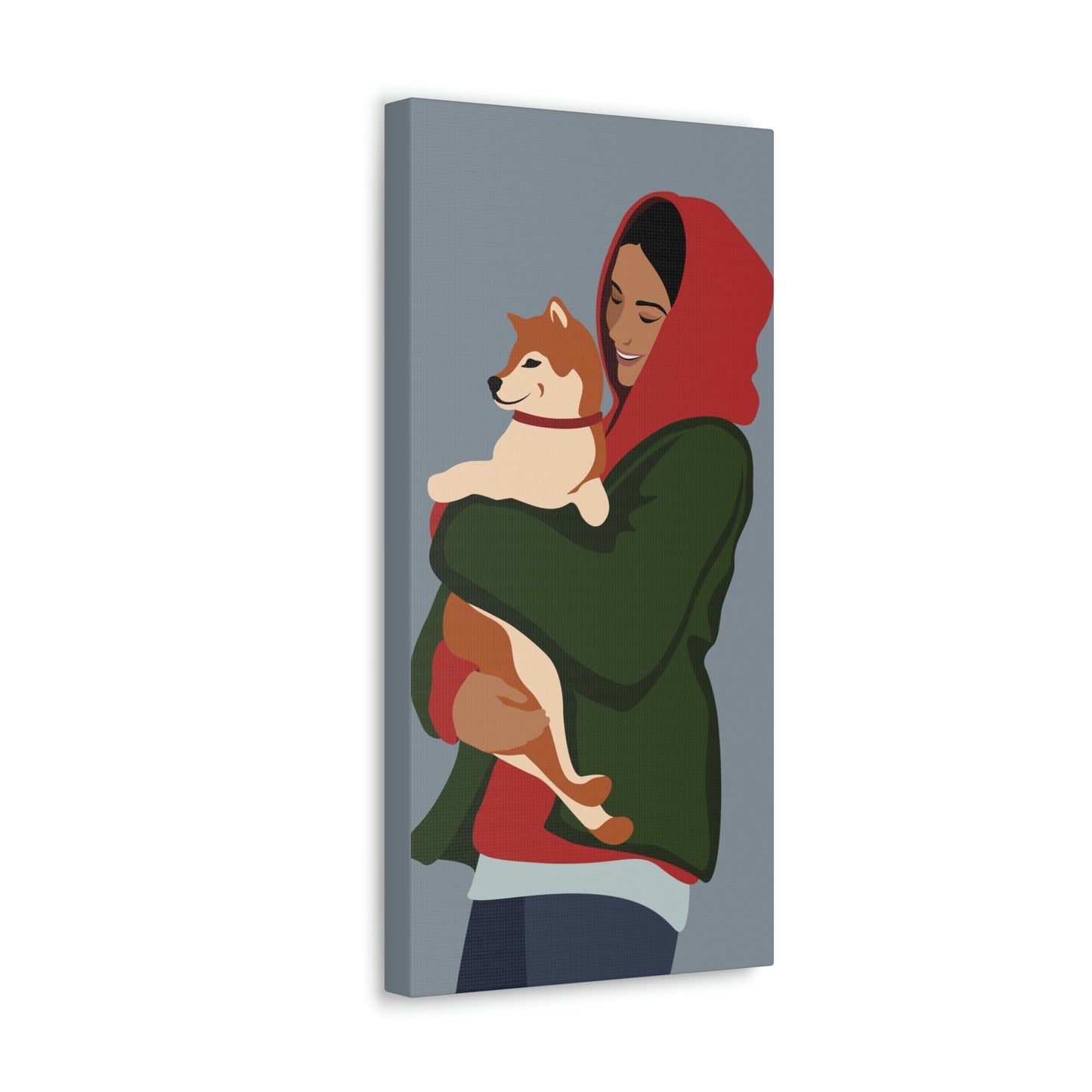 Smiling Woman with Dog Puppy Lovers Aesthetic Classic Art Canvas Gallery Wraps Ichaku [Perfect Gifts Selection]