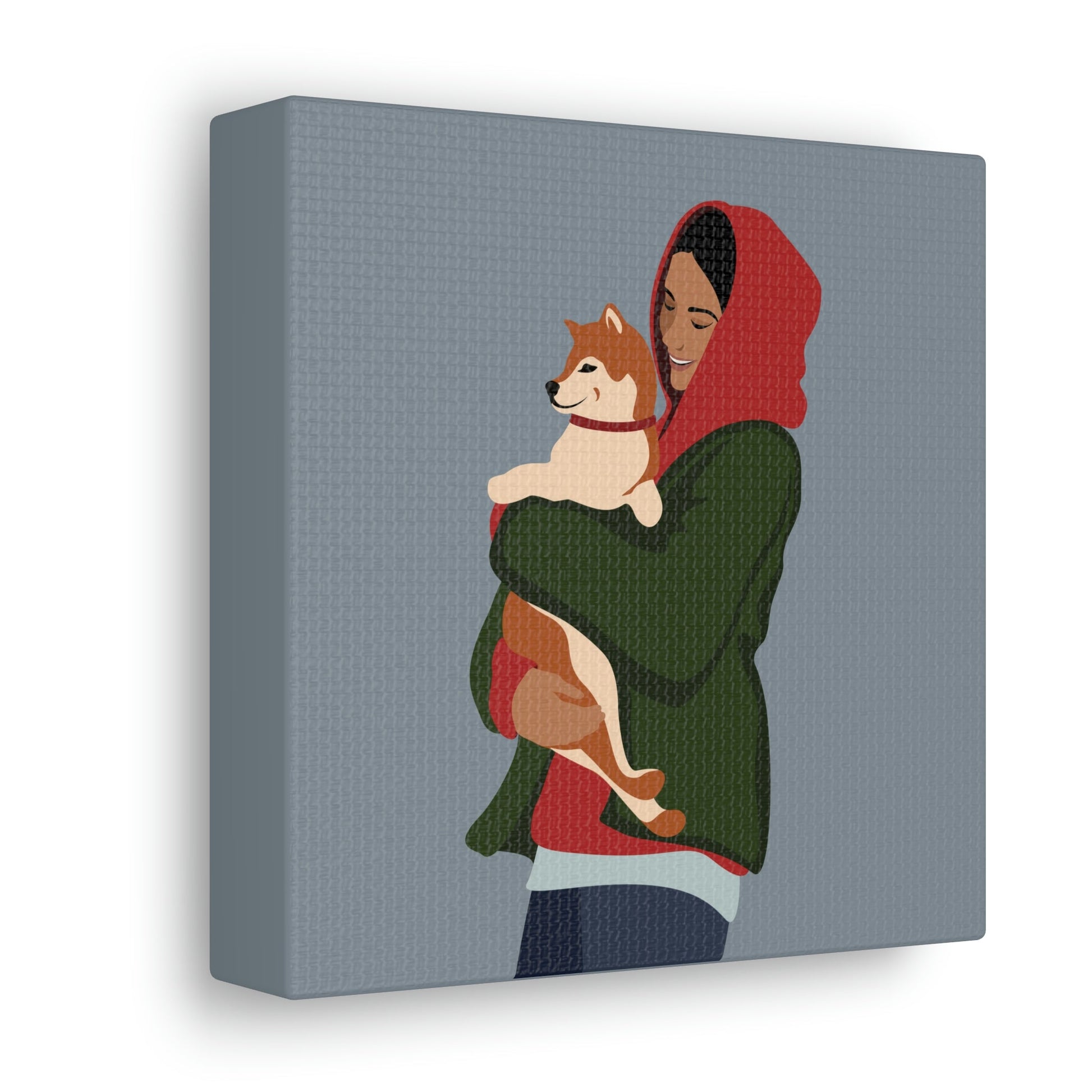 Smiling Woman with Dog Puppy Lovers Aesthetic Classic Art Canvas Gallery Wraps Ichaku [Perfect Gifts Selection]