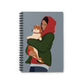 Smiling Woman with Dog Puppy Lovers Aesthetic Classic Art Spiral Notebook - Ruled Line Ichaku [Perfect Gifts Selection]