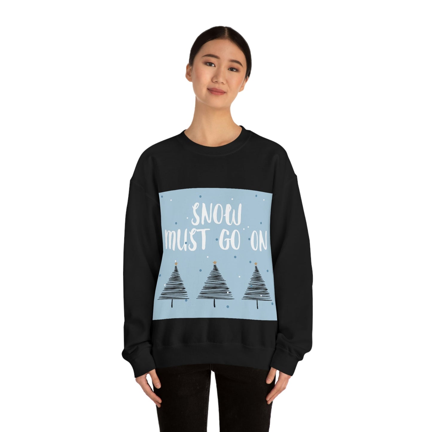 Snow Must Go On Winter Happiness Art Unisex Heavy Blend™ Crewneck Sweatshirt Ichaku [Perfect Gifts Selection]