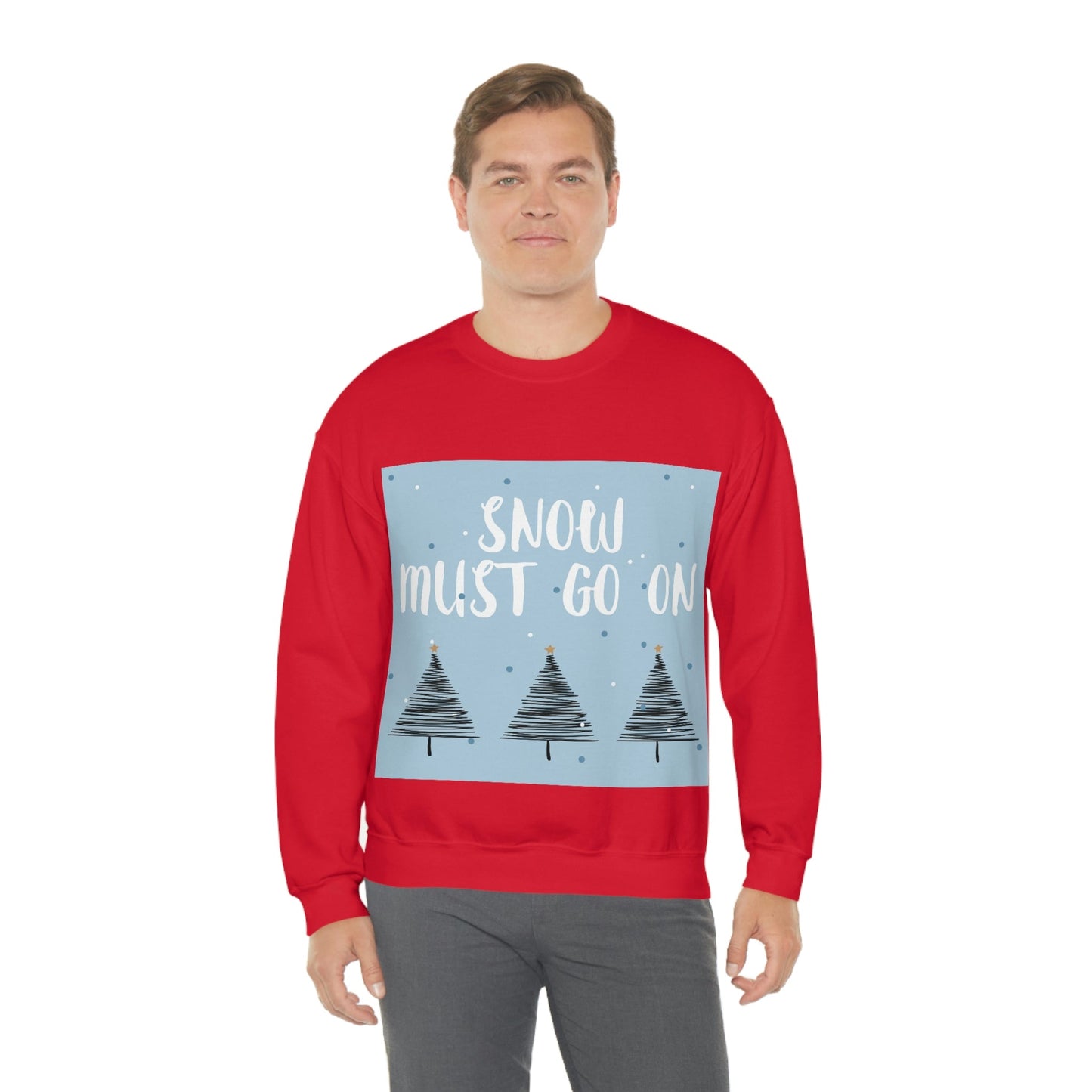 Snow Must Go On Winter Happiness Art Unisex Heavy Blend™ Crewneck Sweatshirt Ichaku [Perfect Gifts Selection]