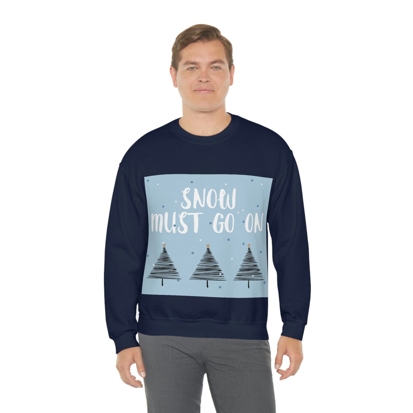 Snow Must Go On Winter Happiness Art Unisex Heavy Blend™ Crewneck Sweatshirt Ichaku [Perfect Gifts Selection]