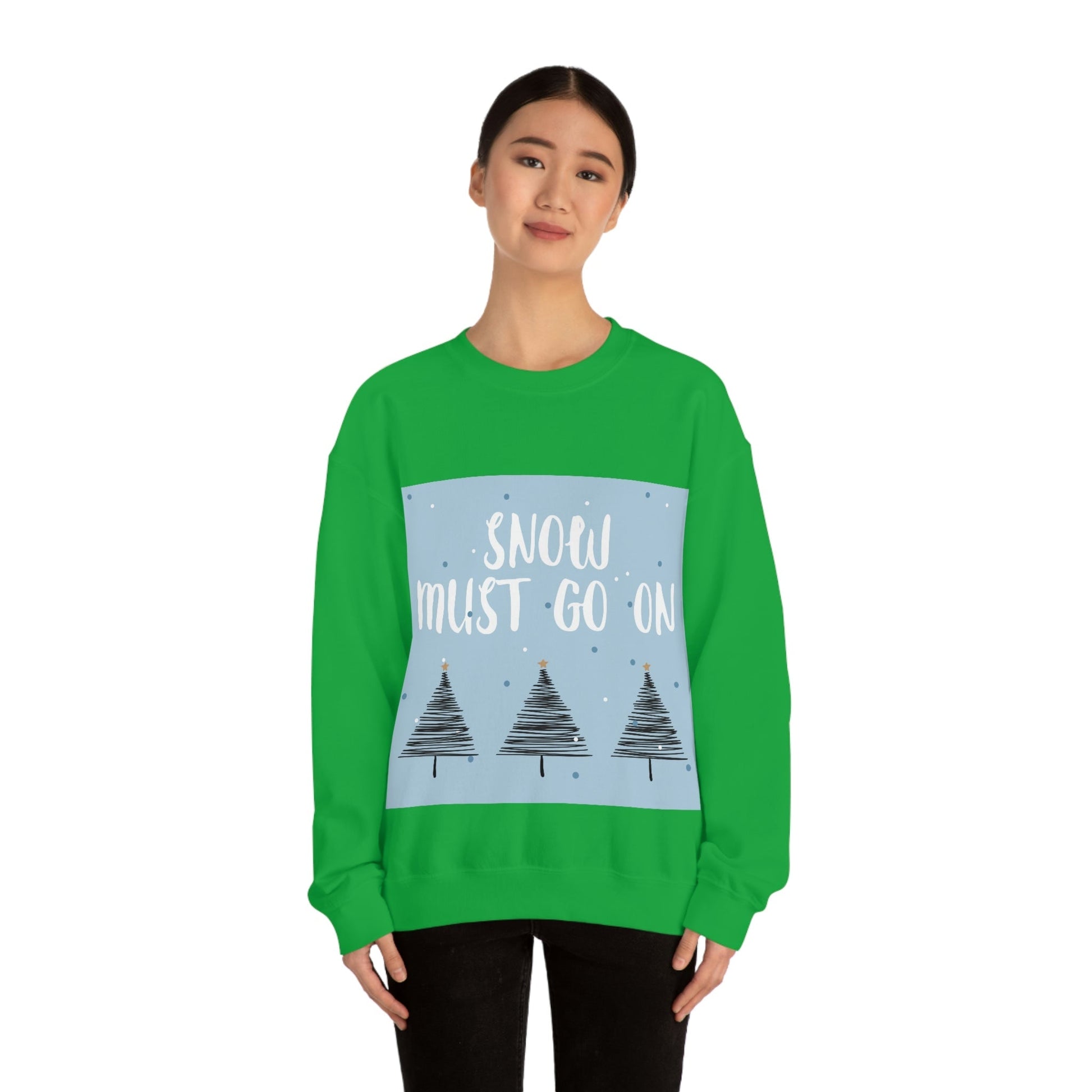 Snow Must Go On Winter Happiness Art Unisex Heavy Blend™ Crewneck Sweatshirt Ichaku [Perfect Gifts Selection]