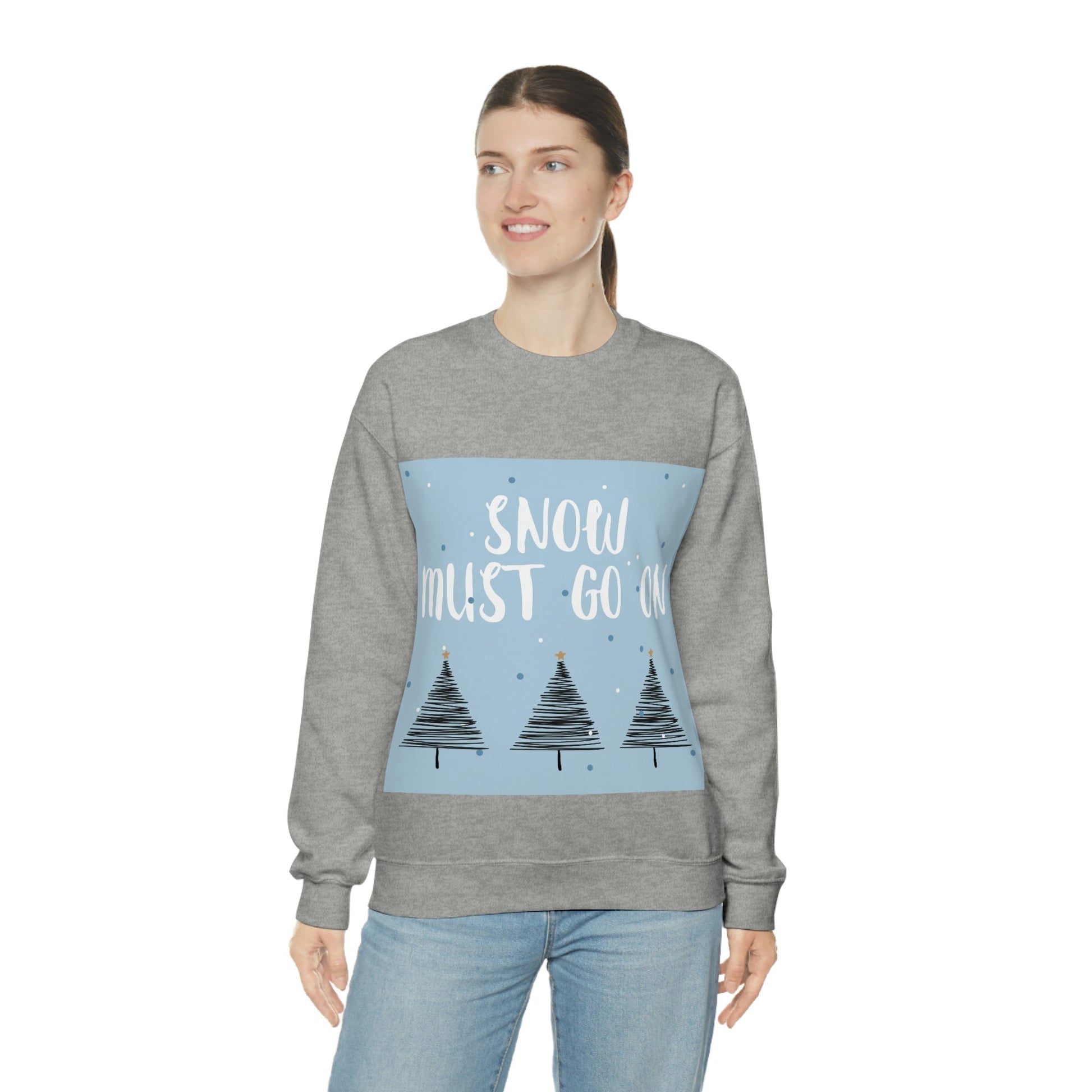 Snow Must Go On Winter Happiness Art Unisex Heavy Blend™ Crewneck Sweatshirt Ichaku [Perfect Gifts Selection]