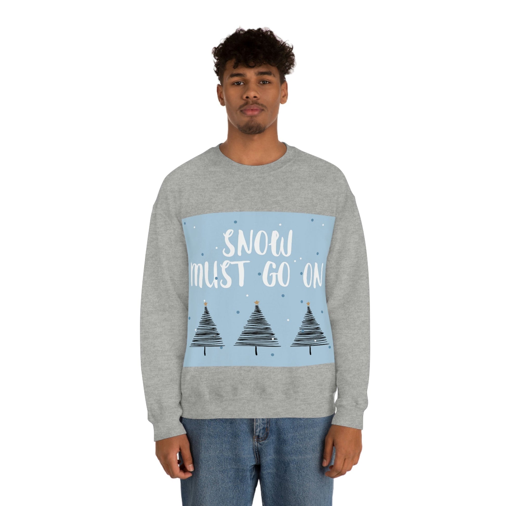 Snow Must Go On Winter Happiness Art Unisex Heavy Blend™ Crewneck Sweatshirt Ichaku [Perfect Gifts Selection]