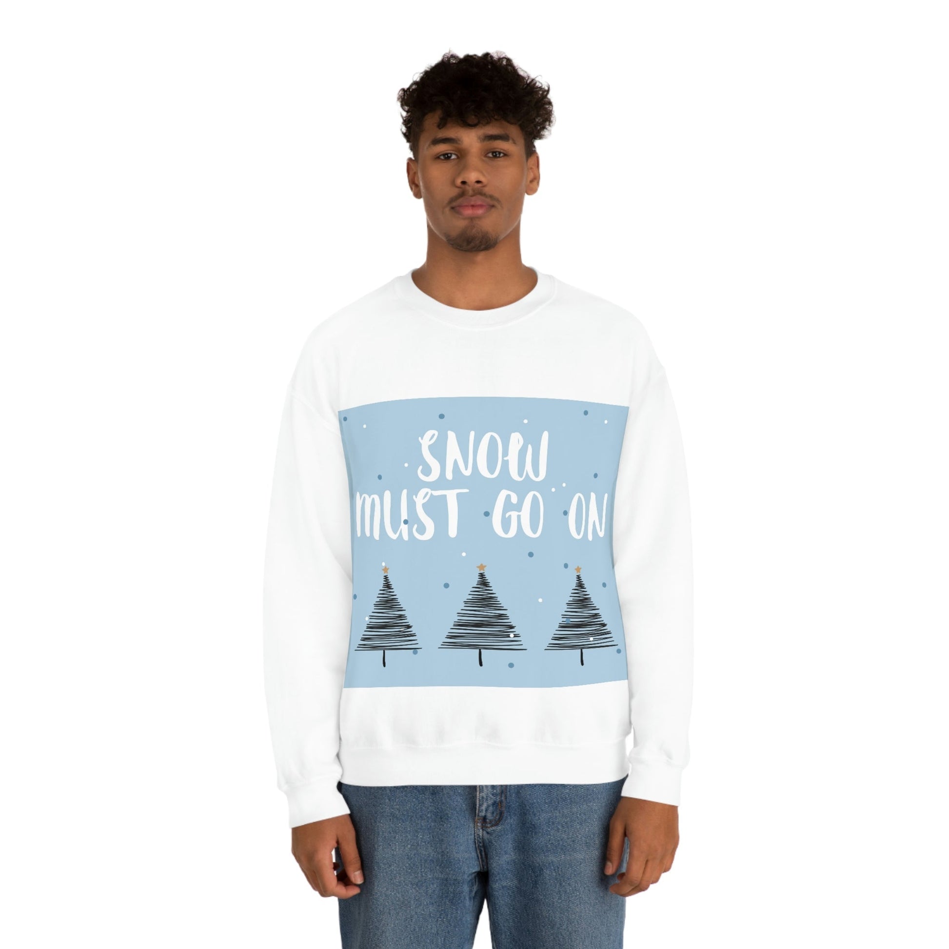 Snow Must Go On Winter Happiness Art Unisex Heavy Blend™ Crewneck Sweatshirt Ichaku [Perfect Gifts Selection]