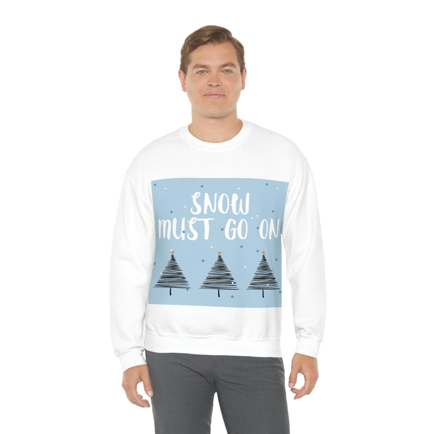 Snow Must Go On Winter Happiness Art Unisex Heavy Blend™ Crewneck Sweatshirt Ichaku [Perfect Gifts Selection]