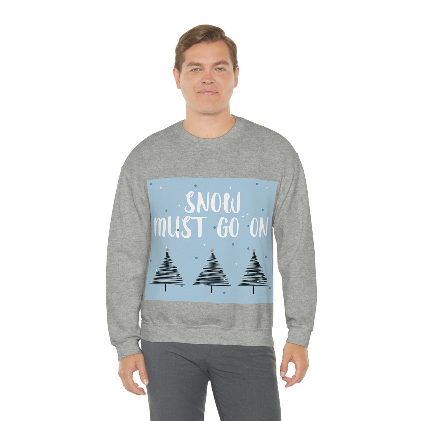 Snow Must Go On Winter Happiness Art Unisex Heavy Blend™ Crewneck Sweatshirt Ichaku [Perfect Gifts Selection]